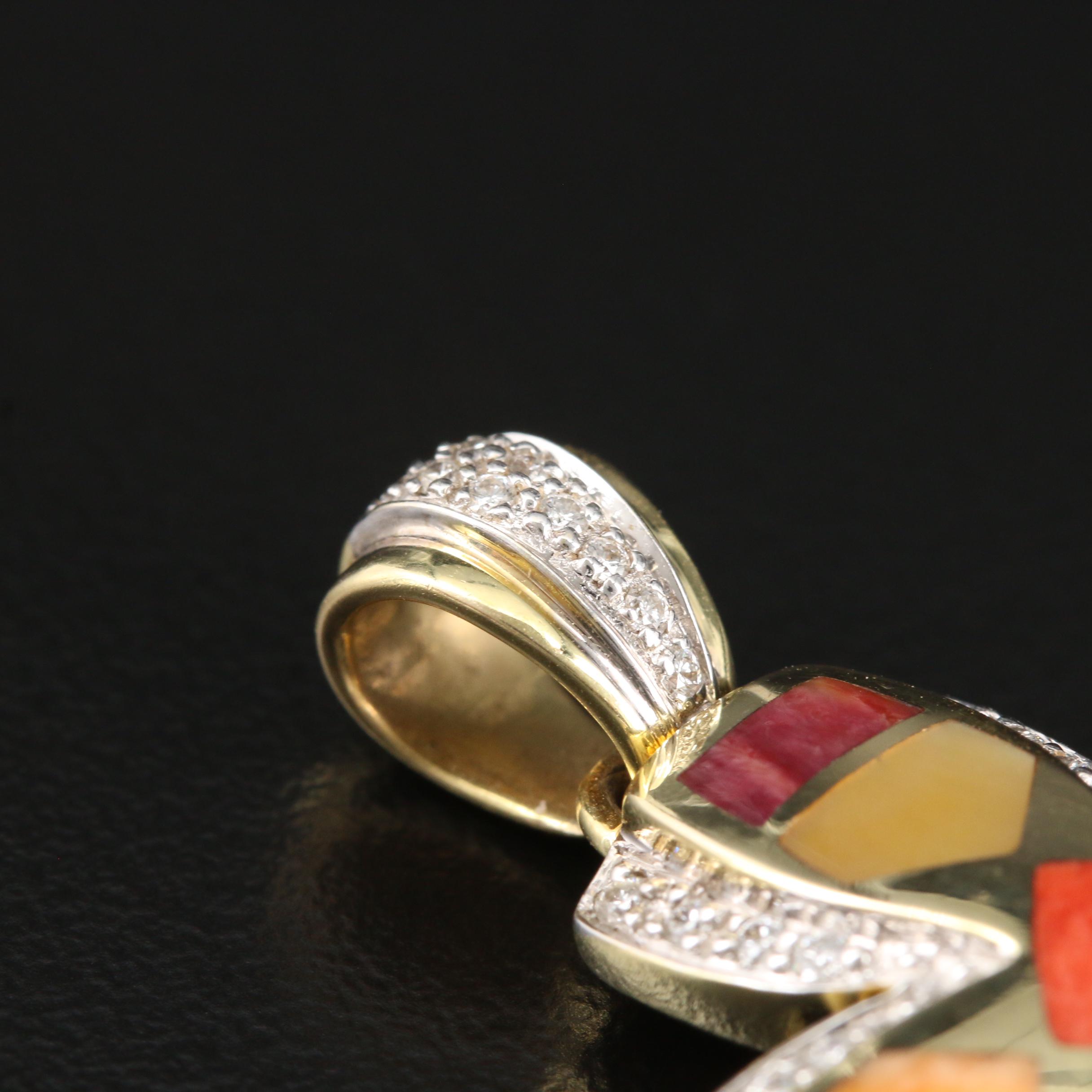 Asch Grossbardt 14K Gold Diamond, Spiny Oyster and Mother of Pearl Cross Pendant