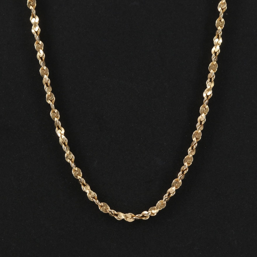 14K Yellow Gold Twisted Serpentine Chain Necklace