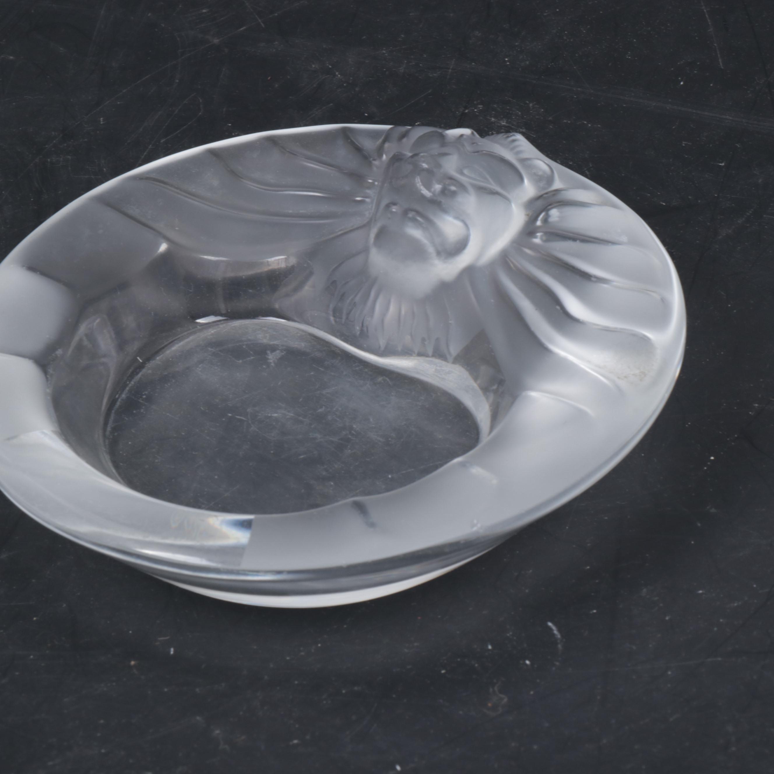 Lalique "Tête-de-Lion" Frosted Crystal Ashtray