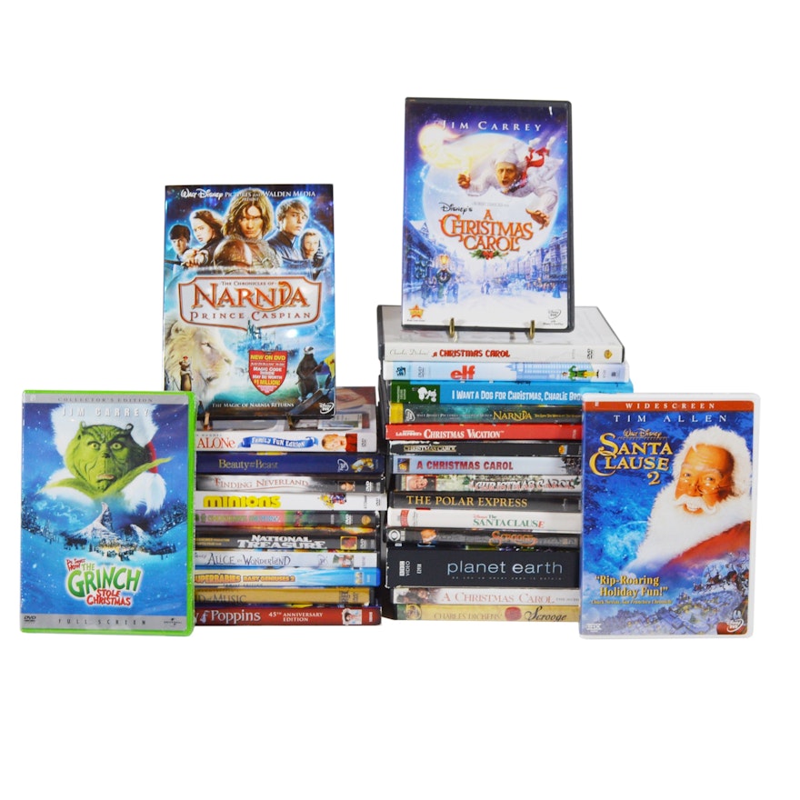 Family, Disney and Christmas DVD Collection Including "The Grinch"