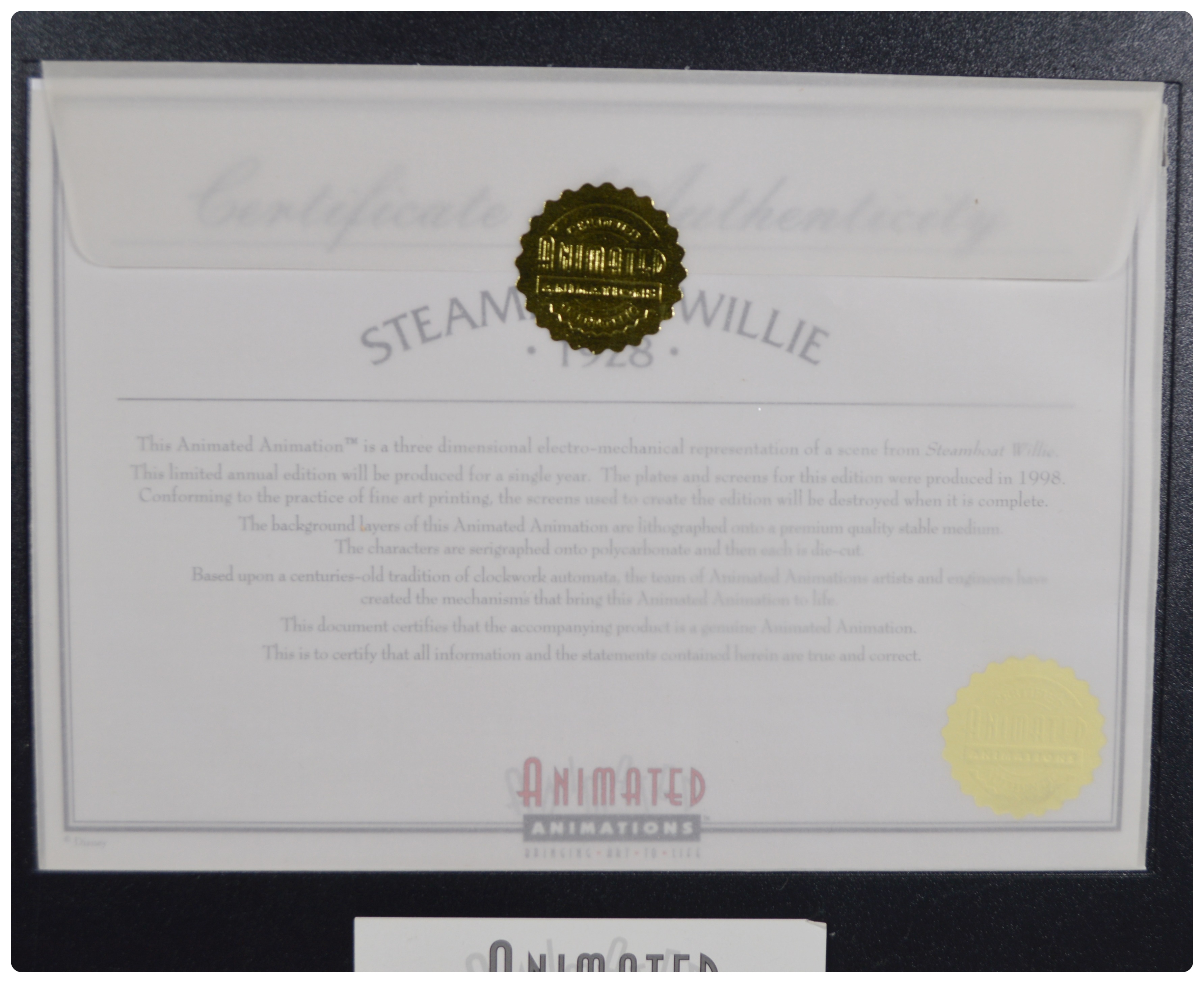 Walt Disney Mickey Mouse "Steamboat Willie" Animation Cel