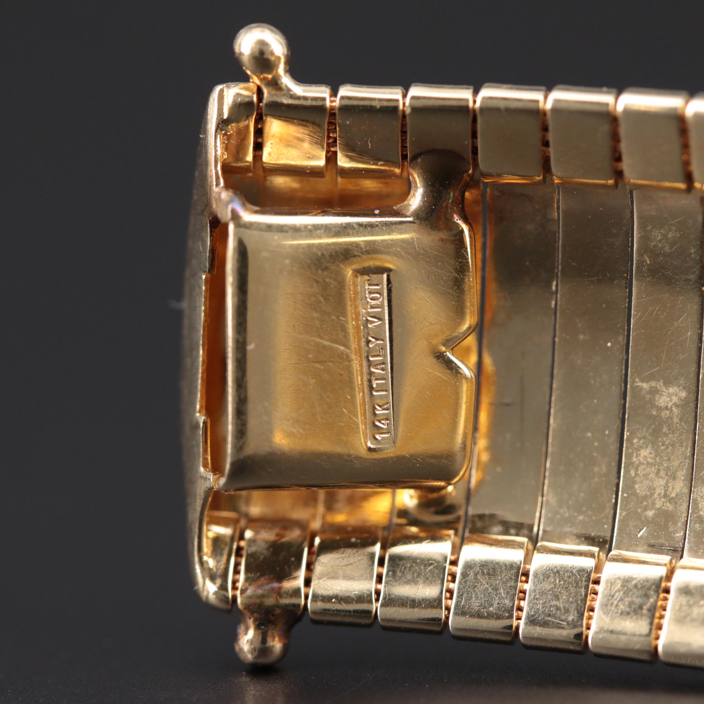 14K Yellow Gold Omega Link Bracelet with Textured Accents