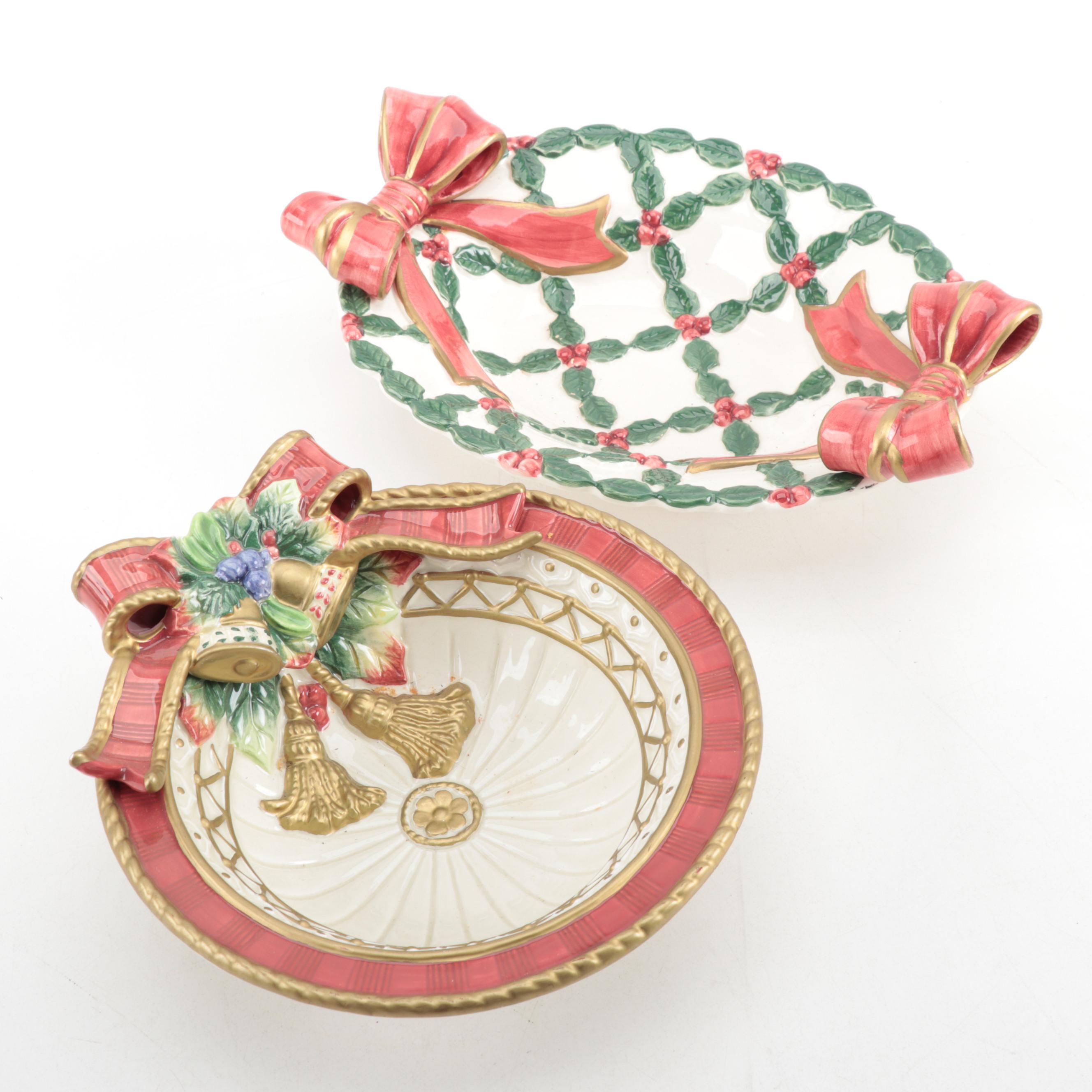 Fitz & Floyd Christmas-Themed Dinnerware Set, Mid to Late 20th Century