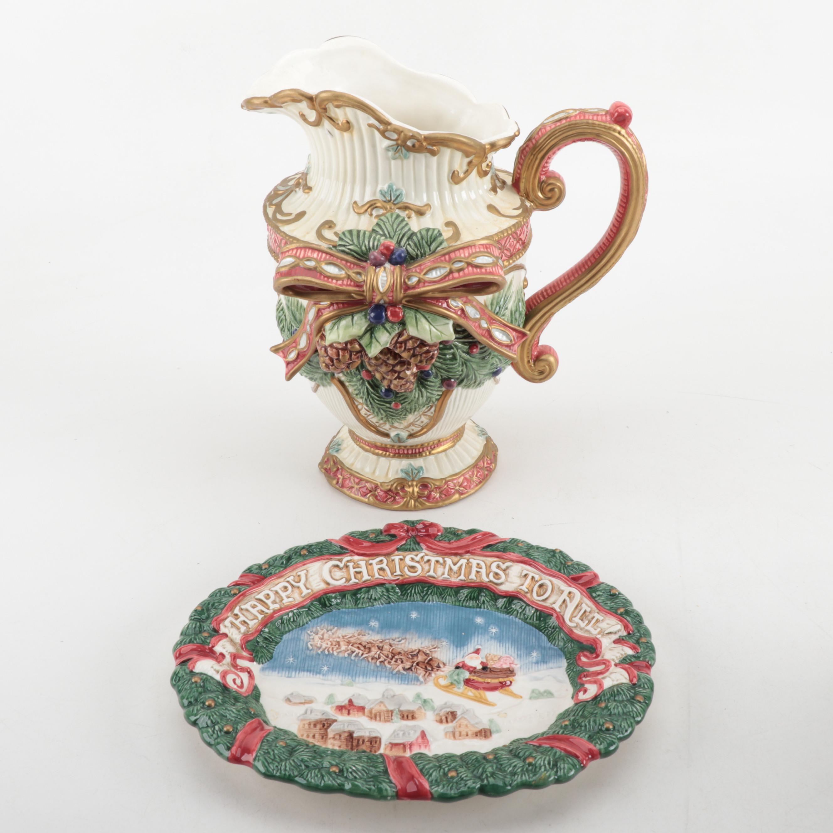 Fitz & Floyd Christmas-Themed Dinnerware Set, Mid to Late 20th Century