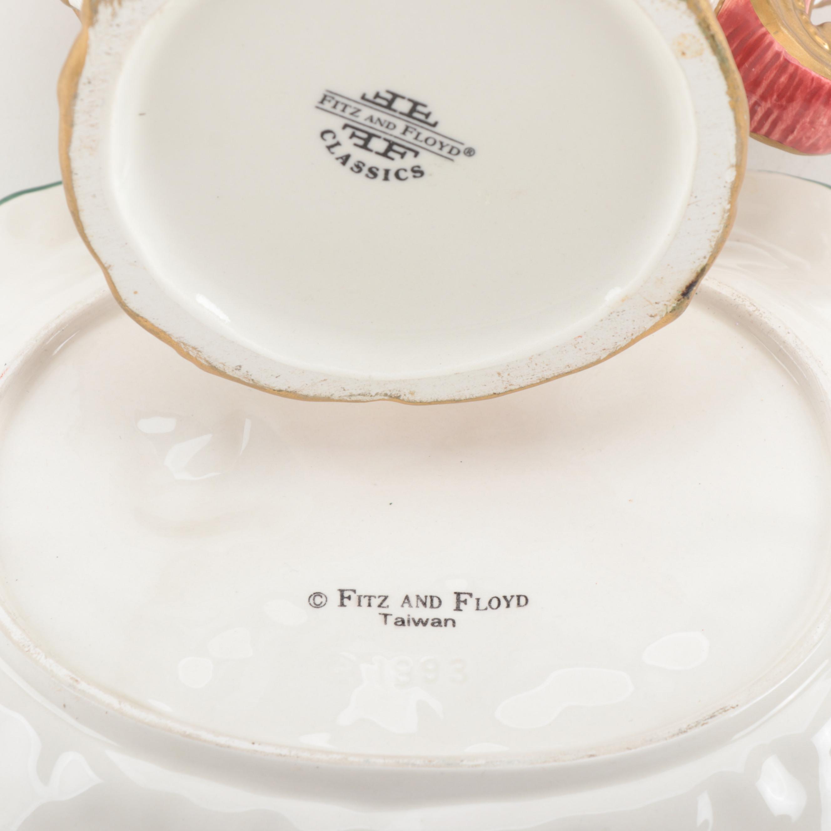 Fitz & Floyd Christmas-Themed Dinnerware Set, Mid to Late 20th Century