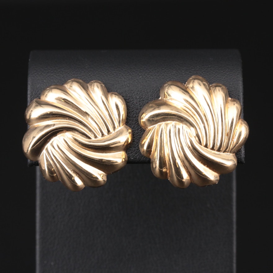 14K Yellow Gold Fluted Earrings