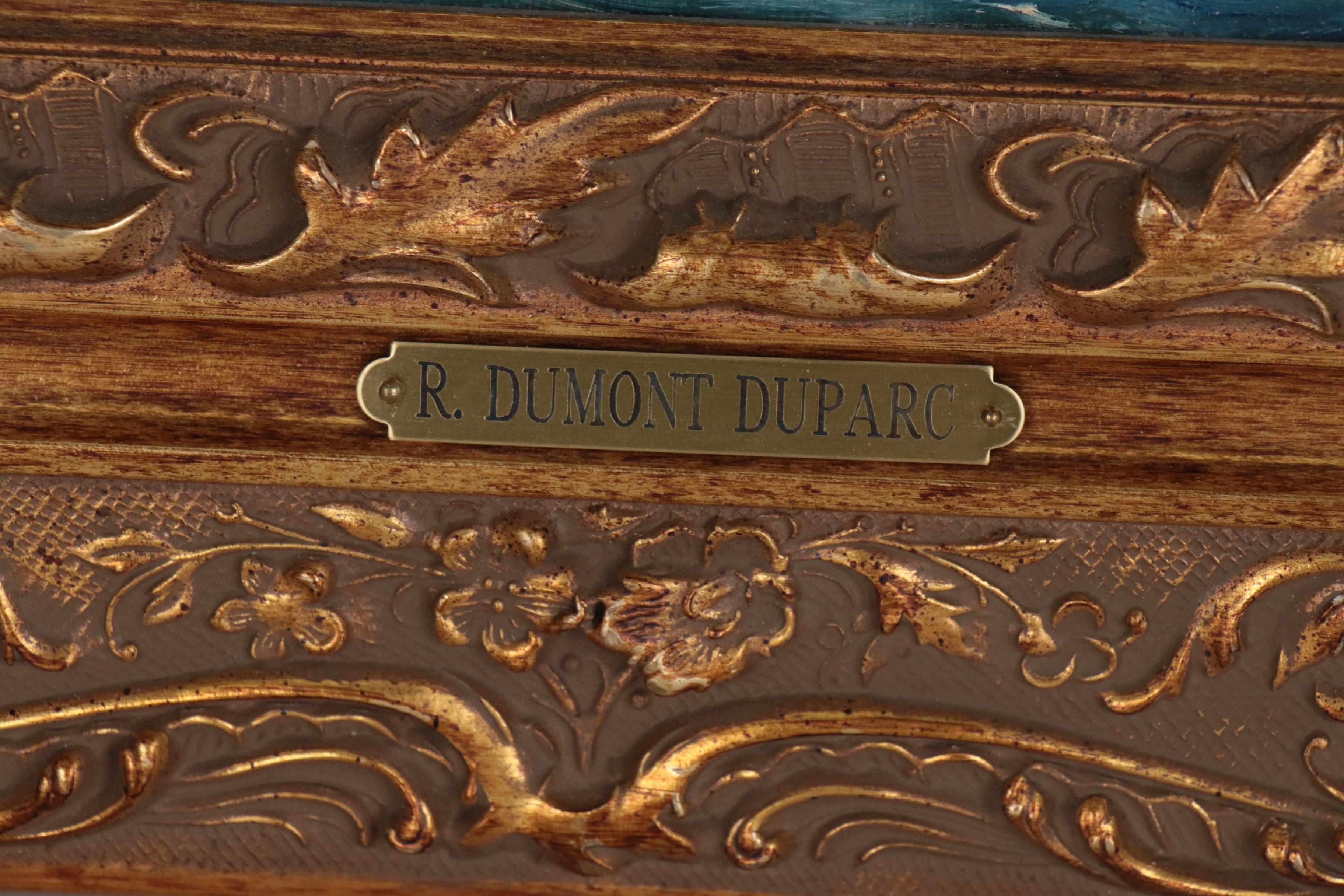 R. Dumont-Duparc Oil Painting "Sailing Vessel in Mediterranée by Mistral Wind"