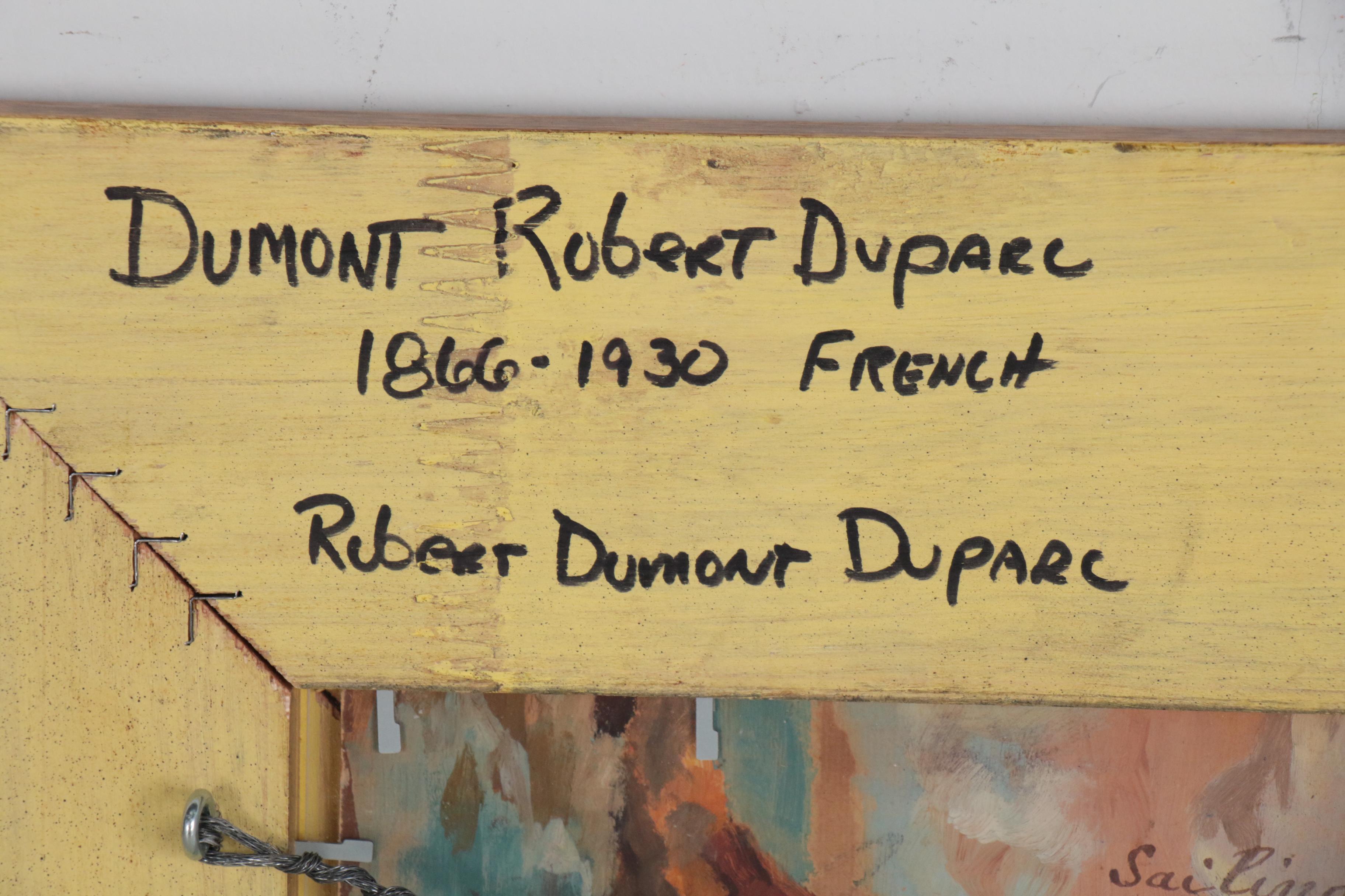 R. Dumont-Duparc Oil Painting "Sailing Vessel in Mediterranée by Mistral Wind"