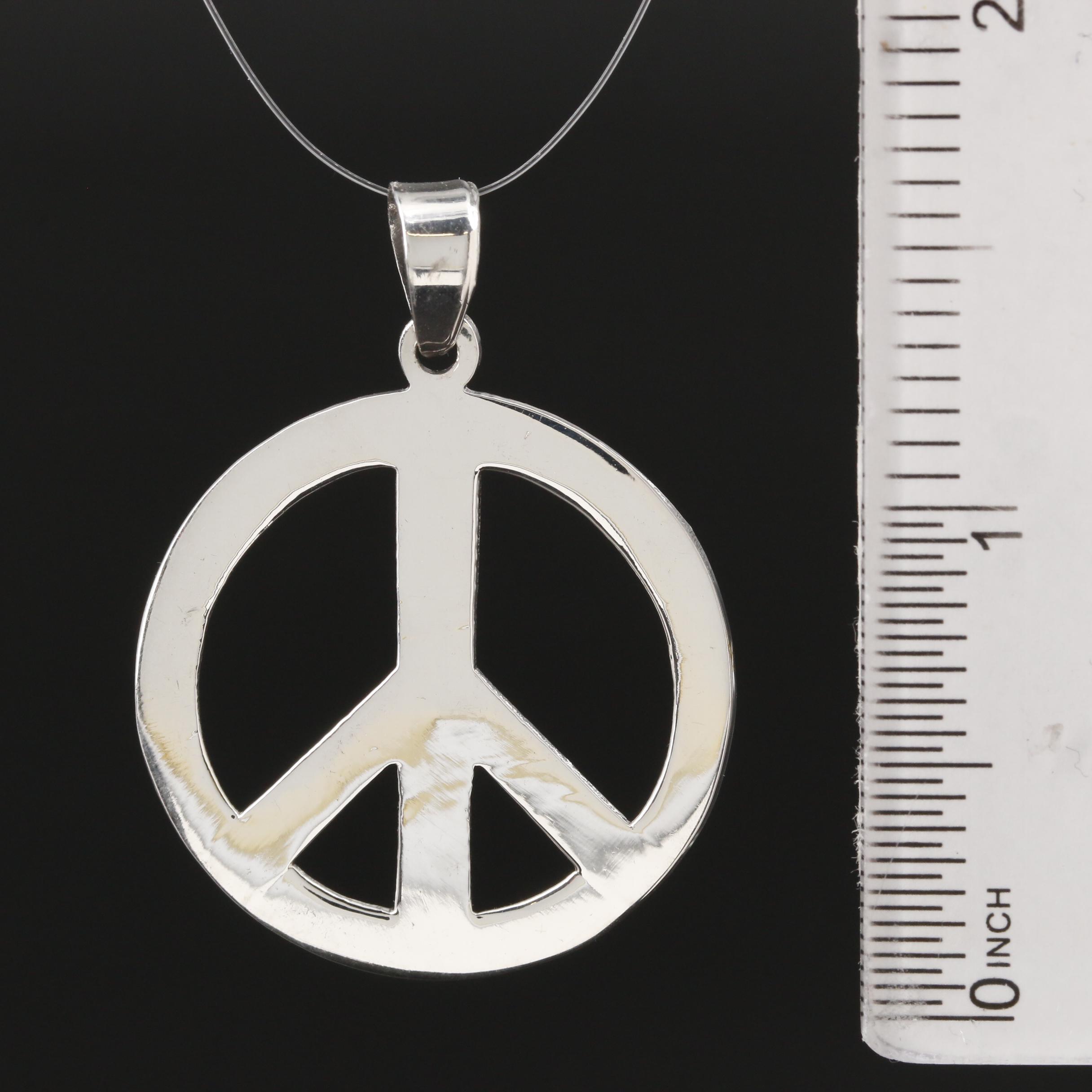 Sterling Silver Peace Sign Pendant