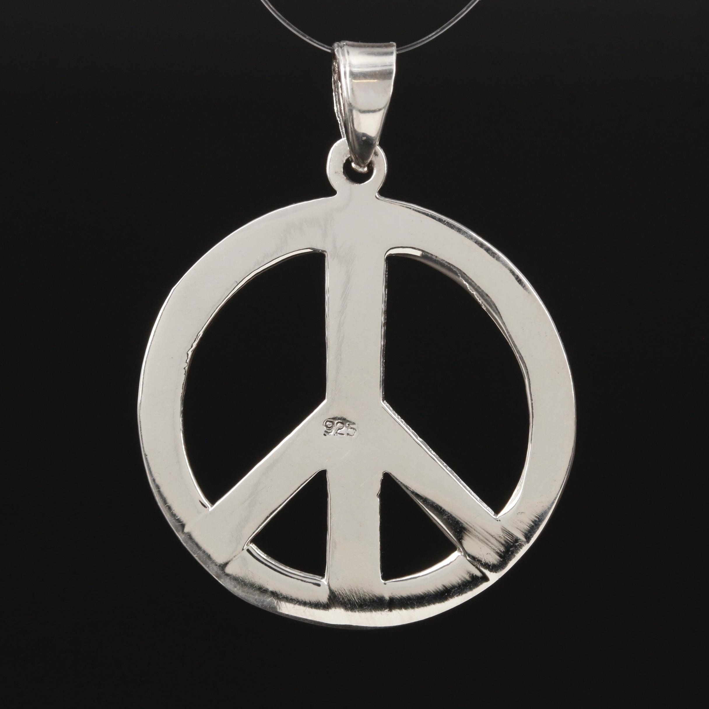 Sterling Silver Peace Sign Pendant