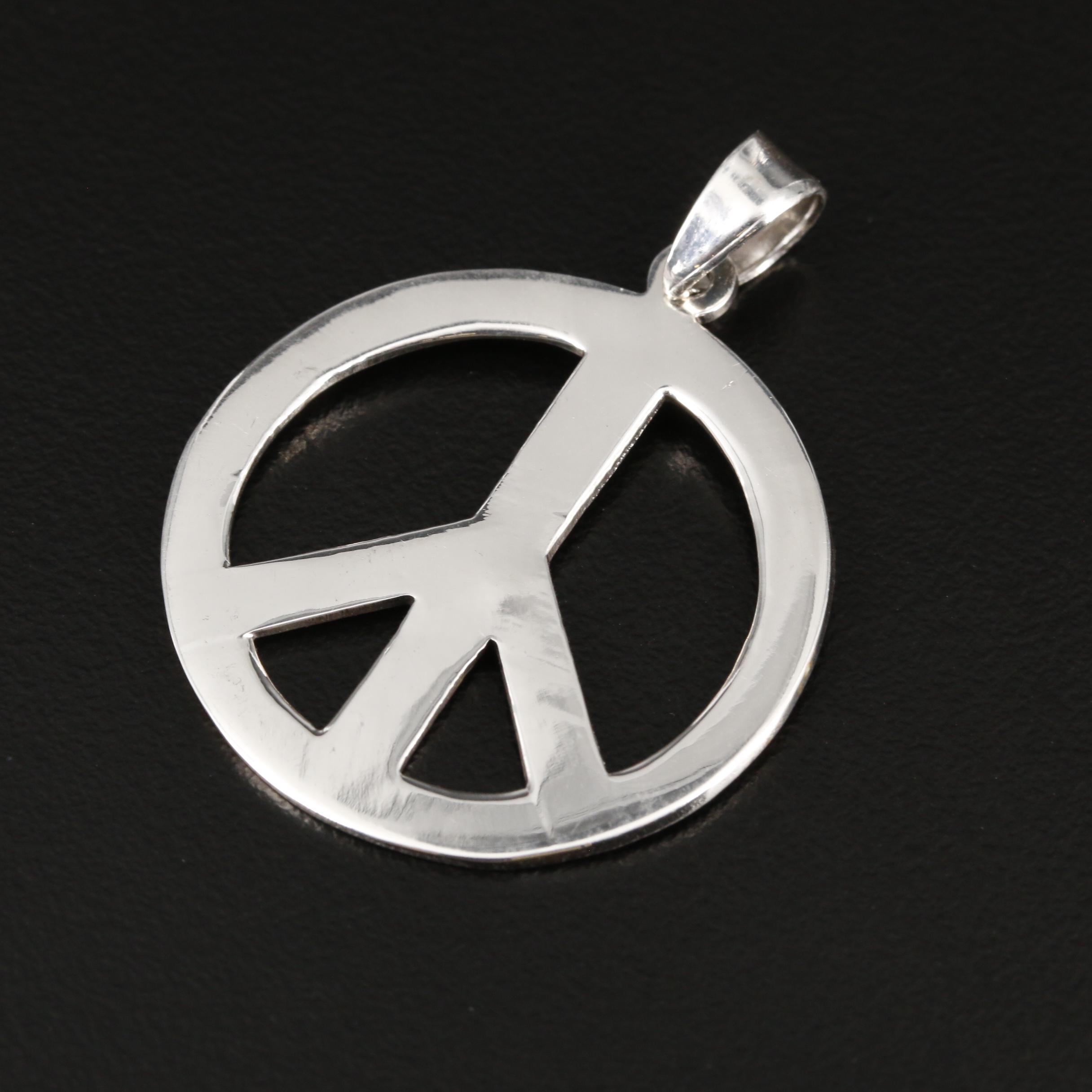 Sterling Silver Peace Sign Pendant