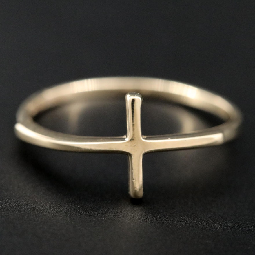 14K Yellow Gold Cross Ring