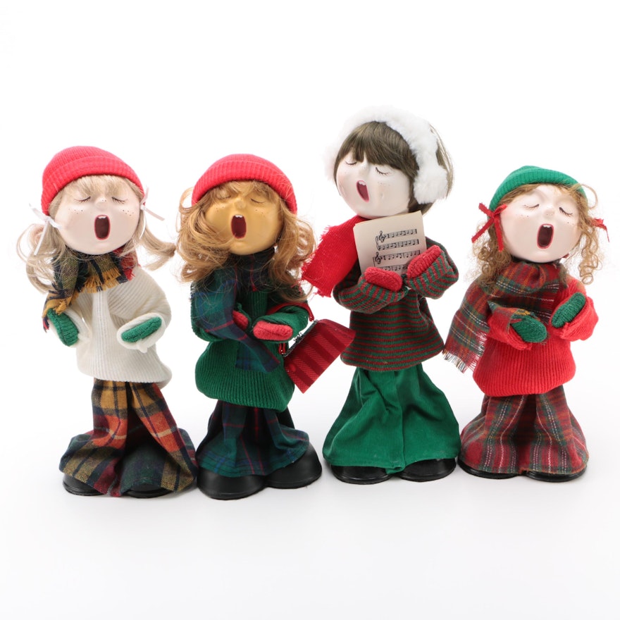 Caroling Kids Singing Christmas Dolls by Sandra Hasson, 1985