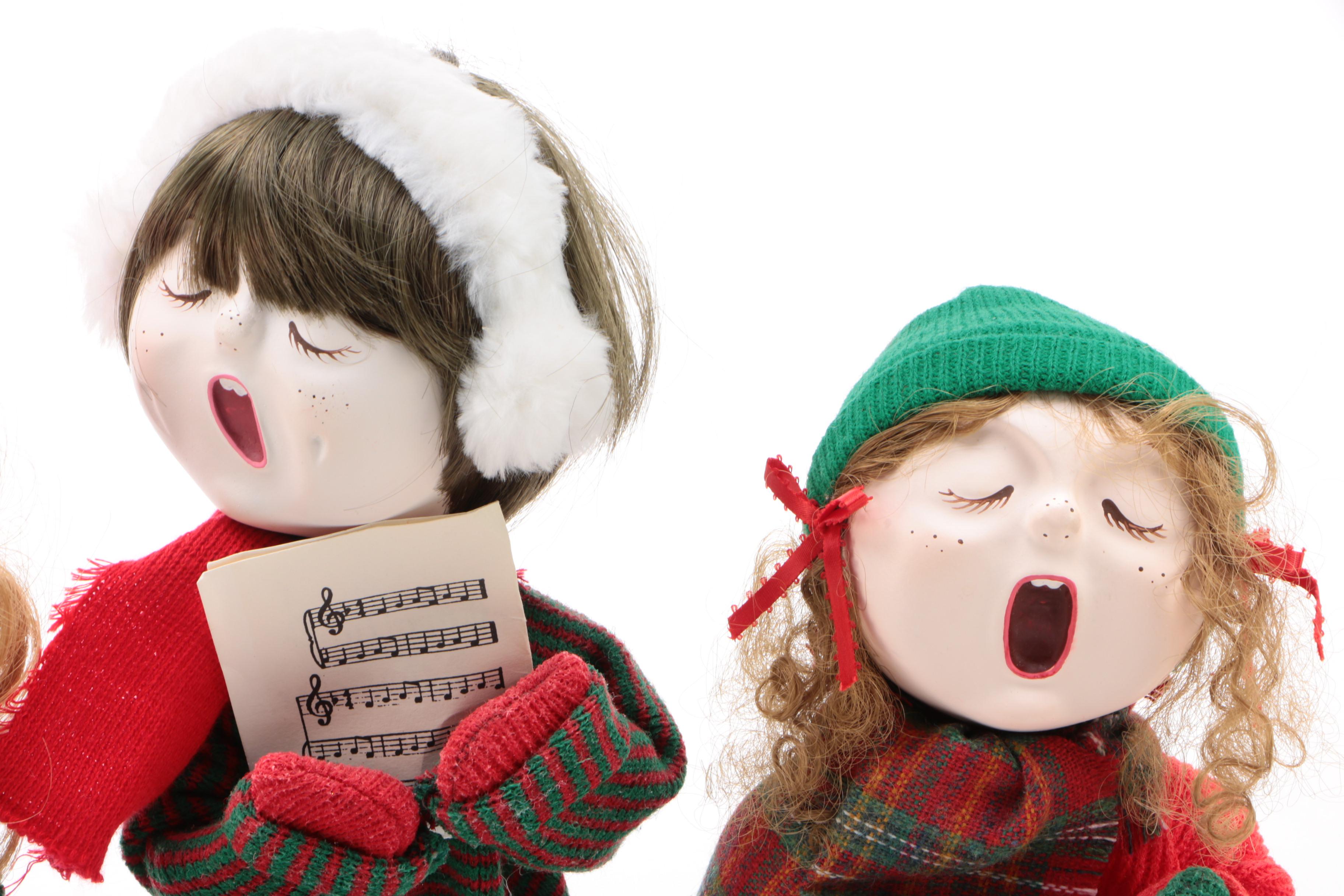 Caroling Kids Singing Christmas Dolls by Sandra Hasson, 1985