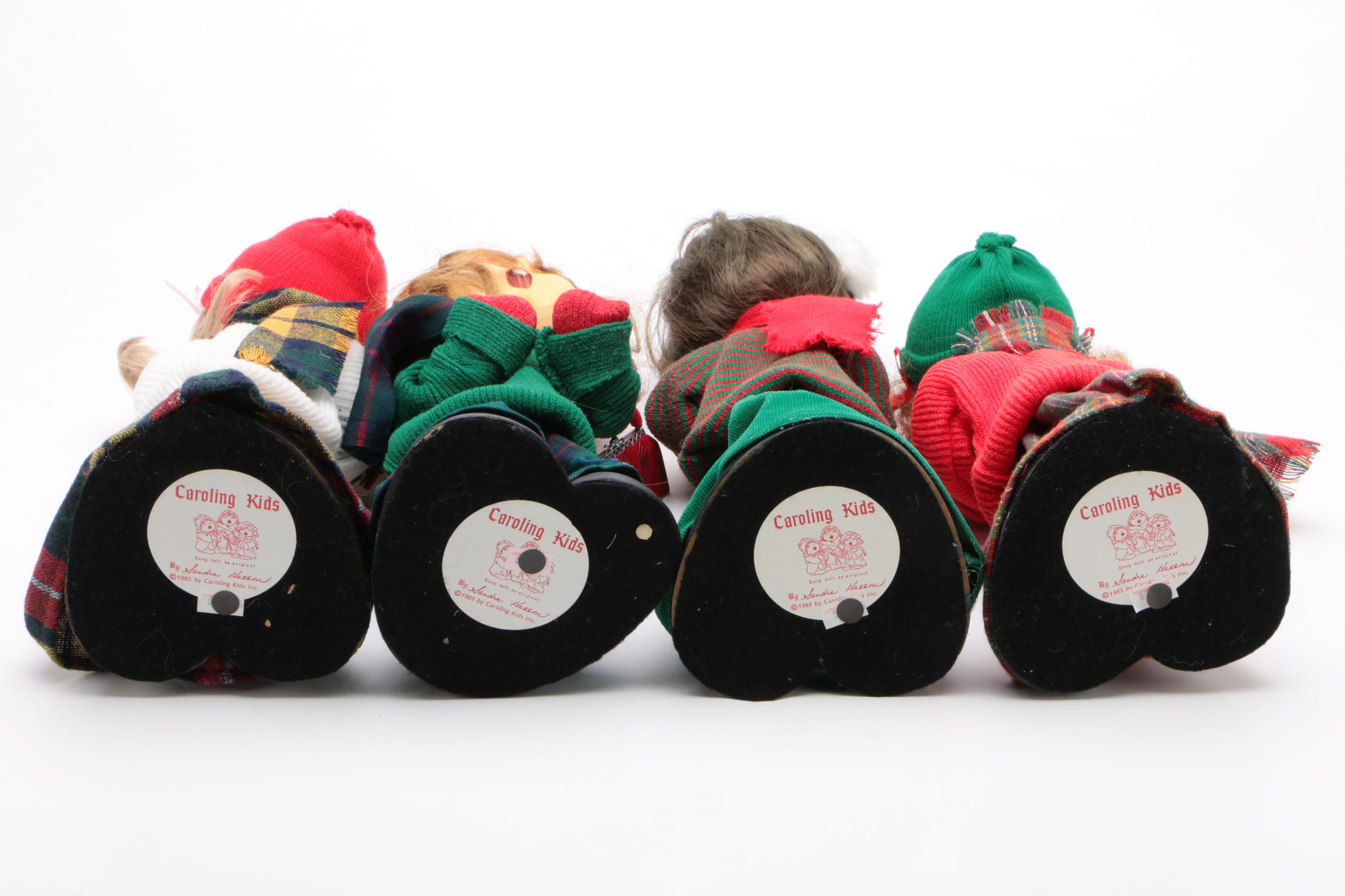Caroling Kids Singing Christmas Dolls by Sandra Hasson, 1985