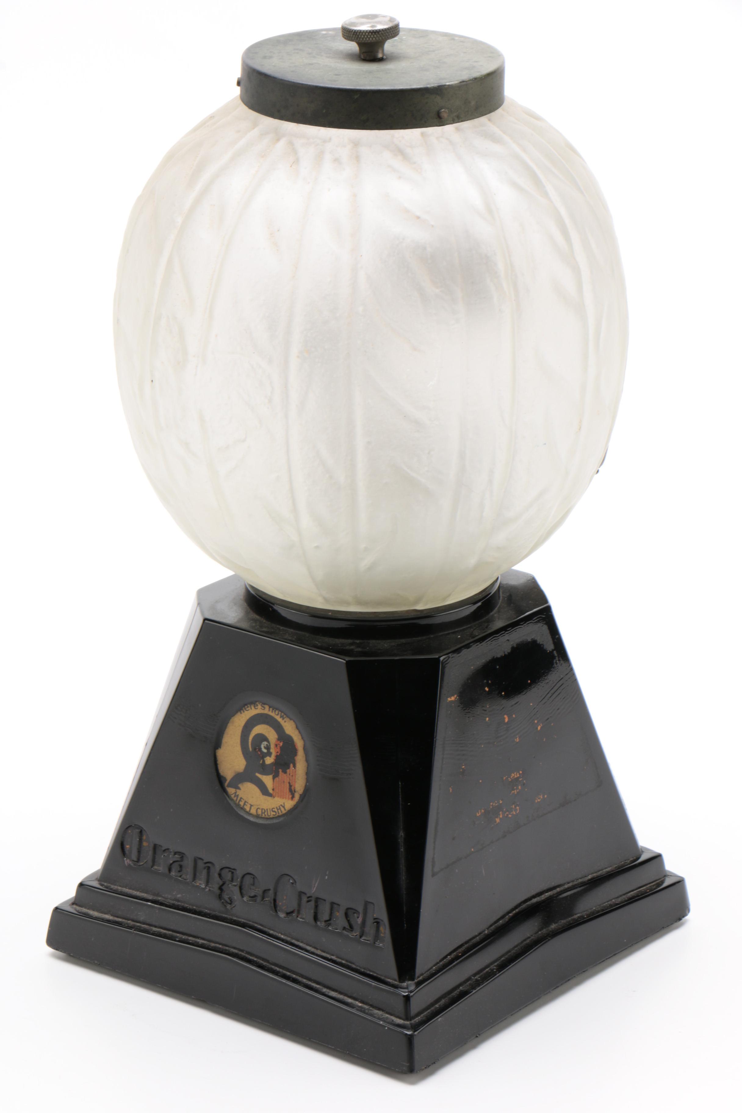 Orange Crush Beverage Dispenser with Frosted Glass Globe, 1930s