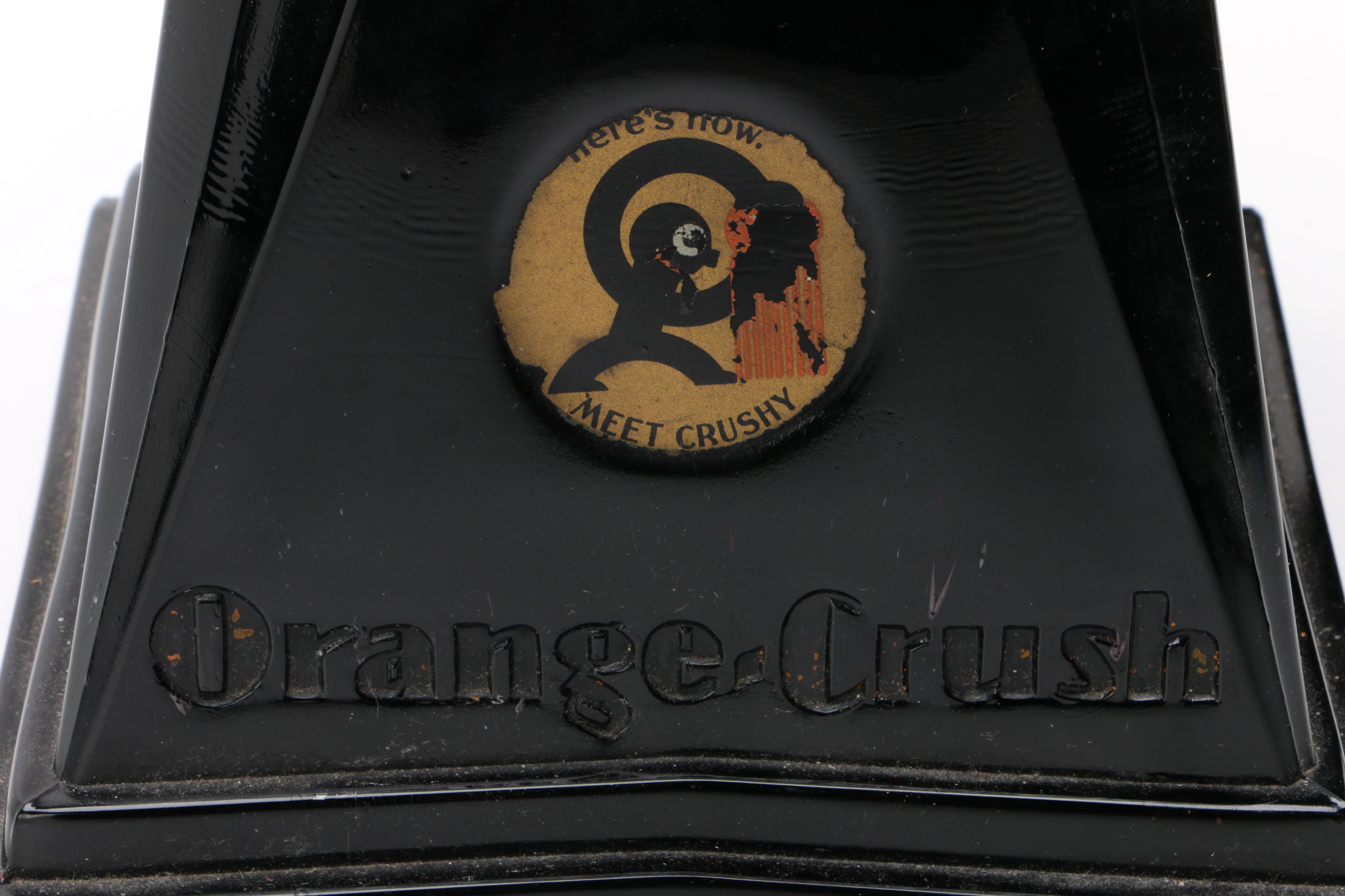 Orange Crush Beverage Dispenser with Frosted Glass Globe, 1930s