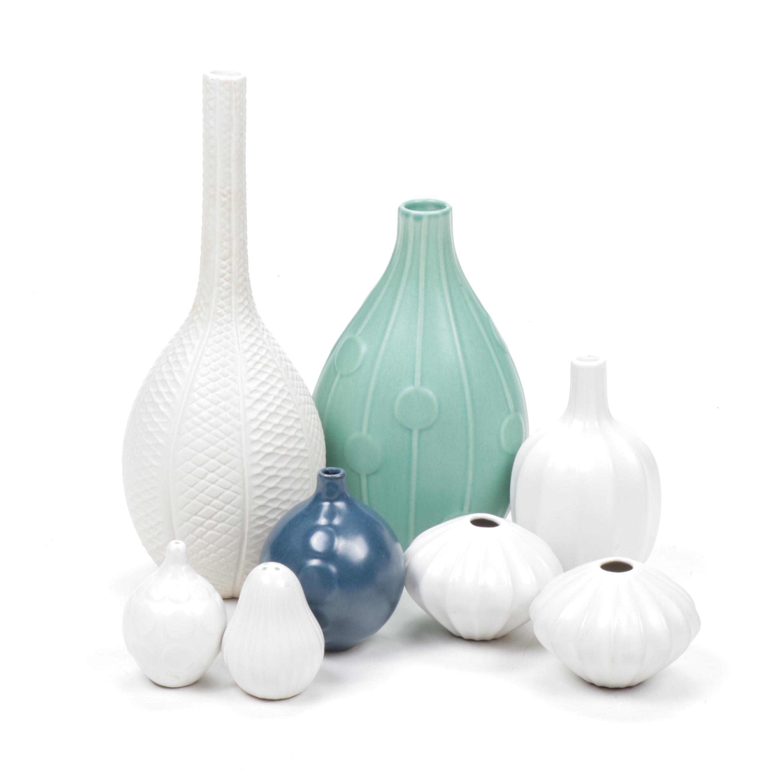 Jonathan Adler Ceramic Vases with Salt and Pepper Shakers, Contemporary