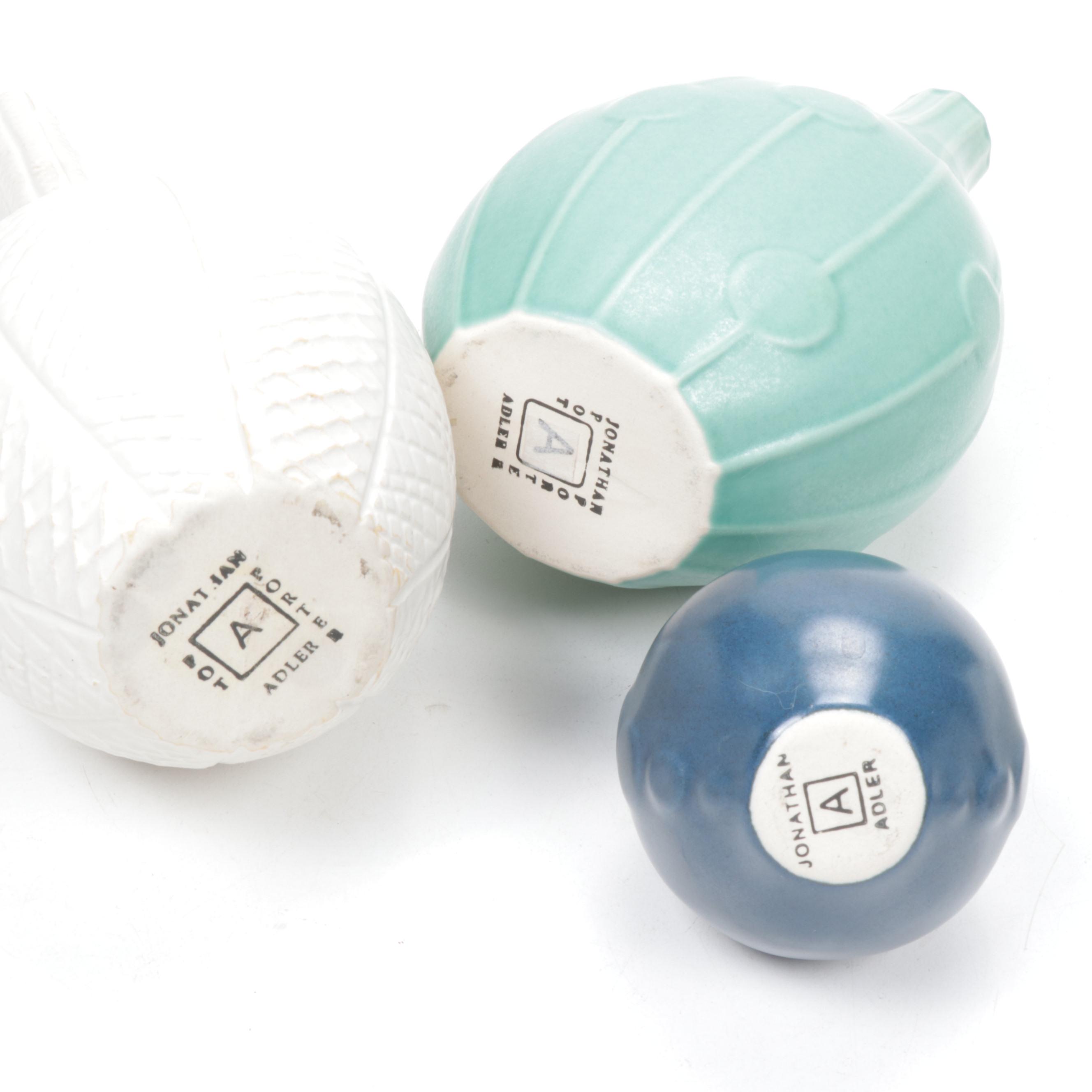 Jonathan Adler Ceramic Vases with Salt and Pepper Shakers, Contemporary