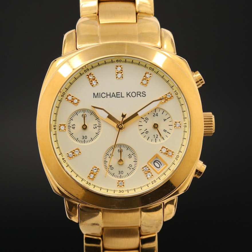 Michael Kors Stainless Steel Quartz Chronograph Wristwatch With Crystal Accents