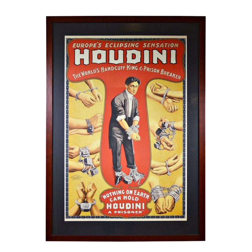 Reproduction Lithograph "Houdini: The World's Handcuff King"