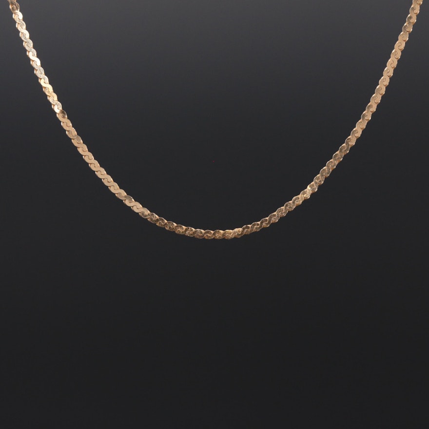 14K Yellow Gold Serpentine Link Chain Necklace