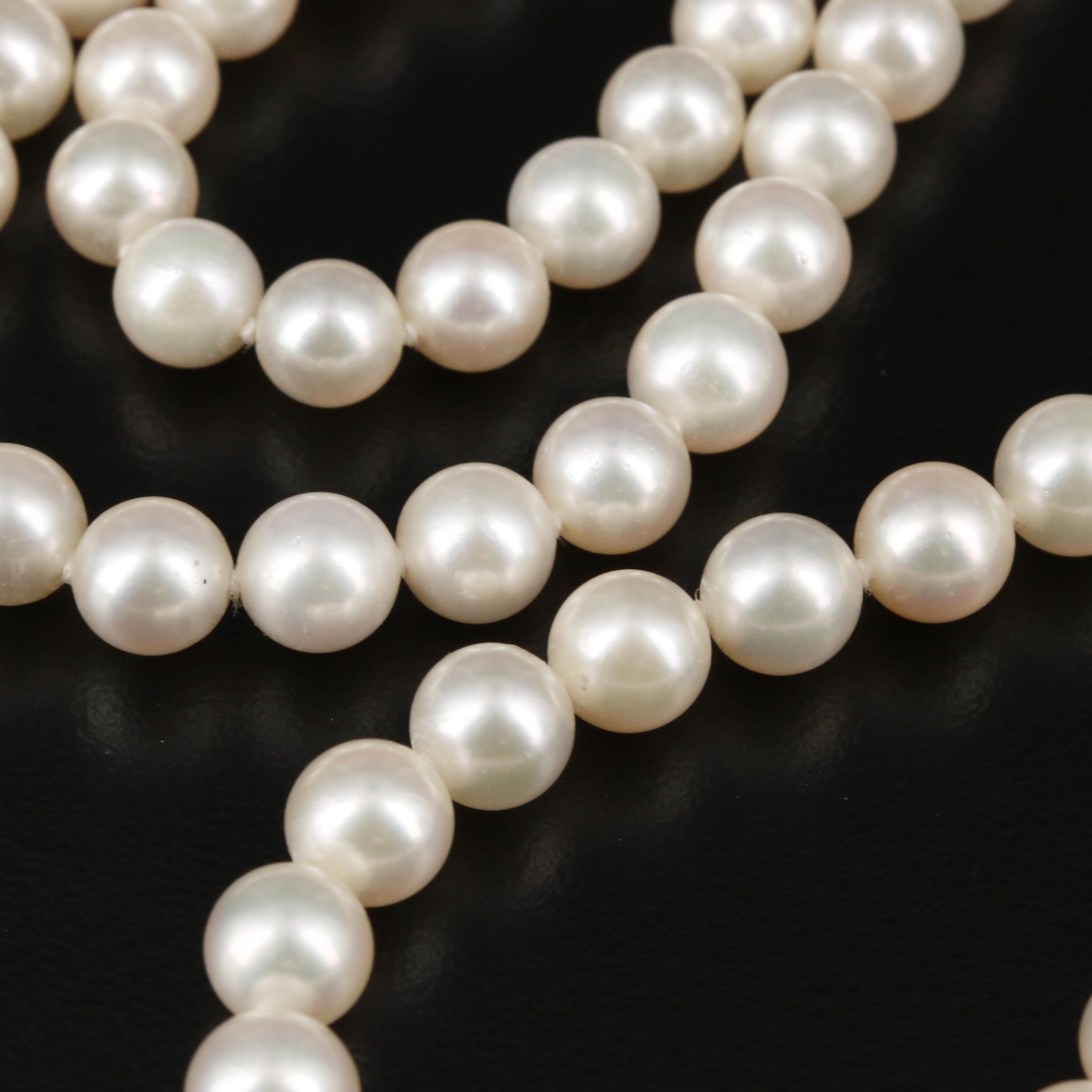 Mikimoto Cultured Pearl Necklace With 18K Yellow Gold Clasp