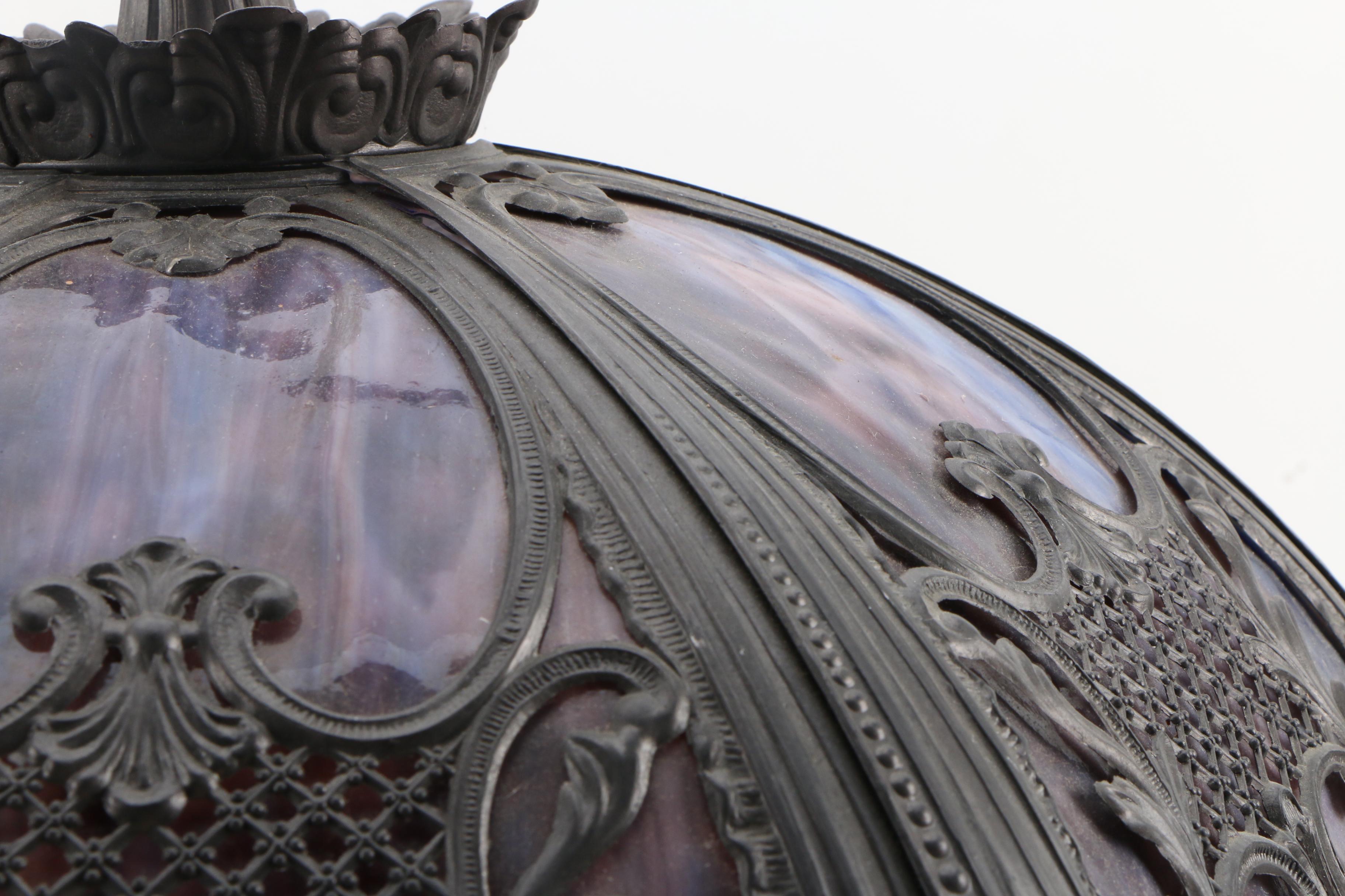 Berman Victorian Style Table Lamp with Slag Glass Shade, 1996