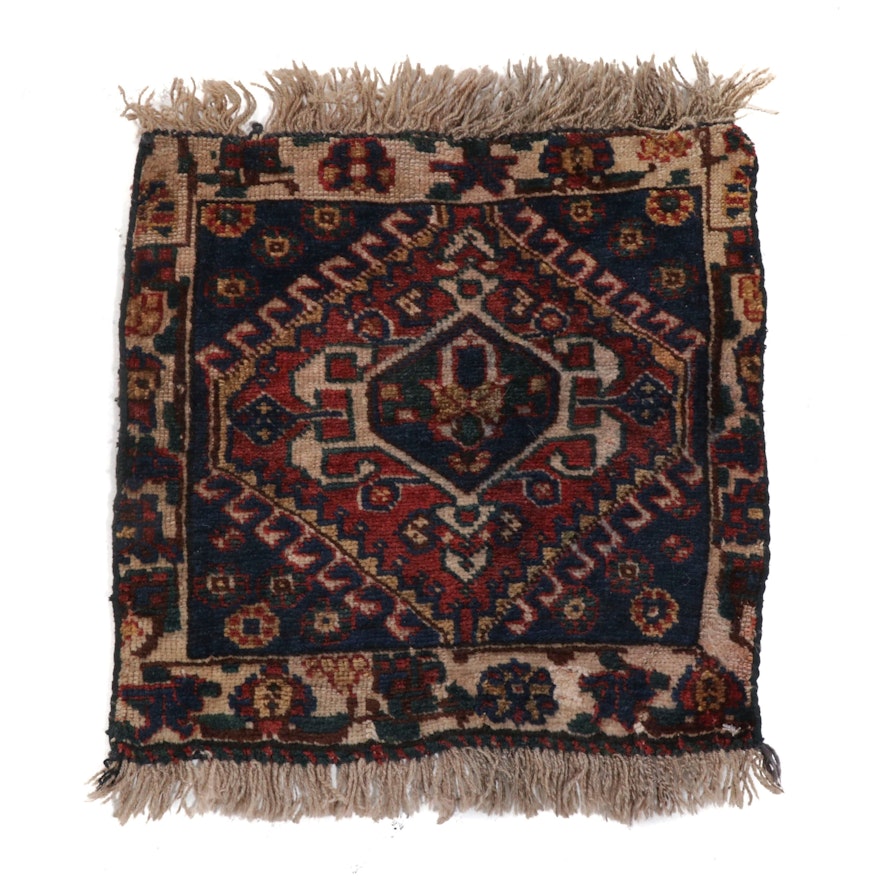 1'6 x 1'9 Hand-Knotted Persian Kurdish Rug, circa 1910