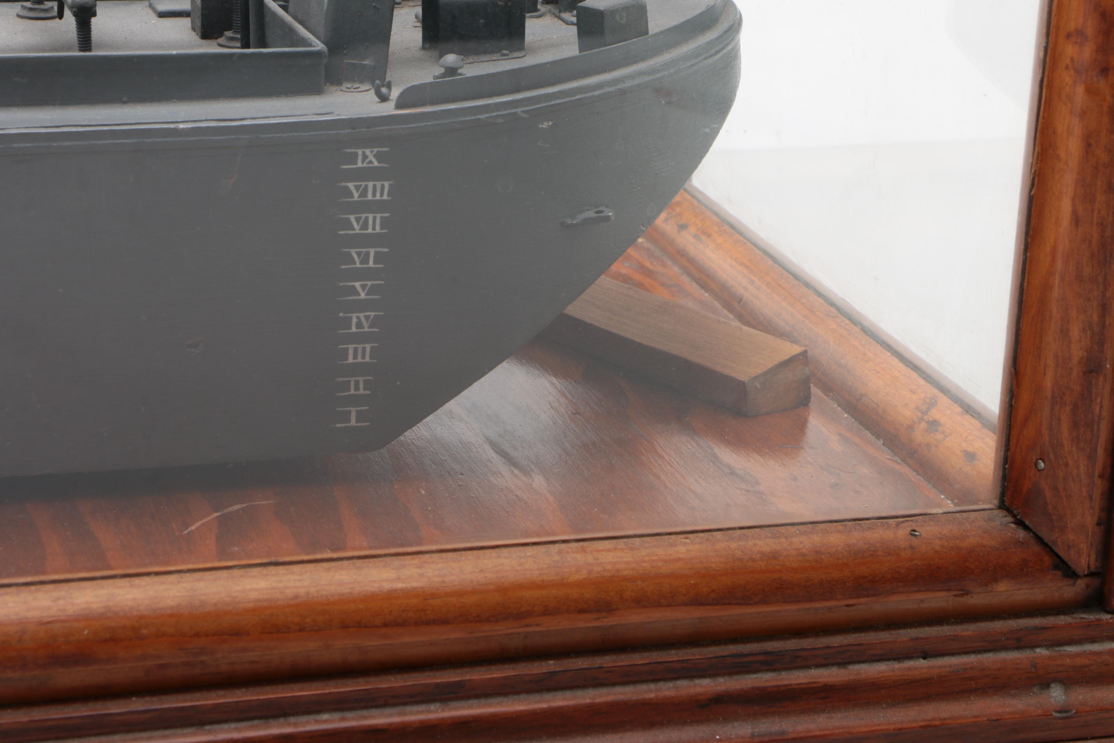 Handcrafted World War II "Duck" Landing Craft Model in Tabletop Display Case