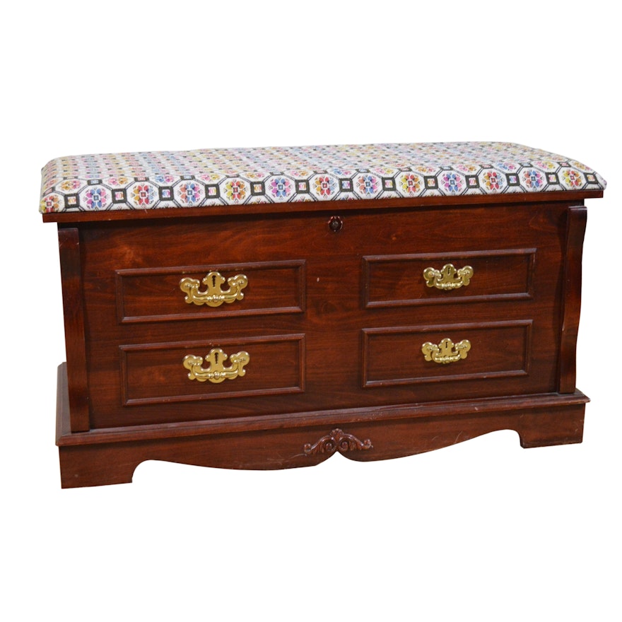 Murphy Cedar Blanket Chest with Needlepoint Seat, Mid to Late 20th Century