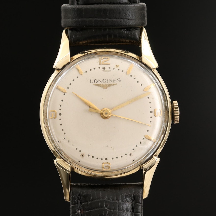 Longines 14K Gold Fancy Lug Stem Wind Dress Watch, Vintage