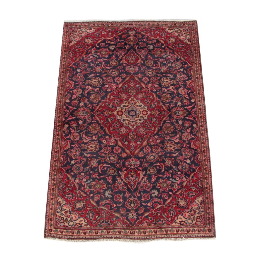 4'9 x 7'8 Hand-Knotted Persian Kashan Wool Rug