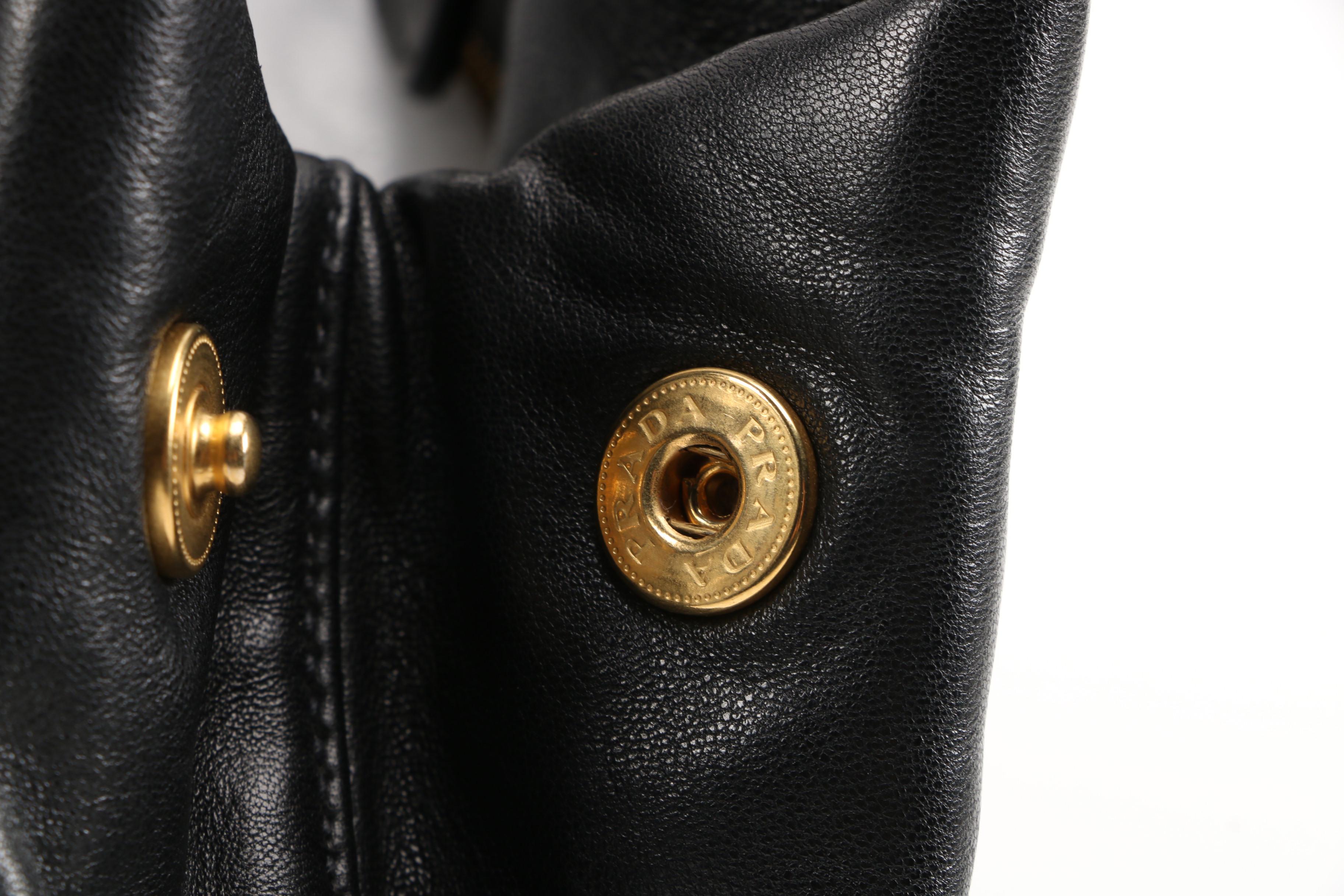 Prada Lambskin Leather Begonia Bow Handbag in Black with Pink Bow