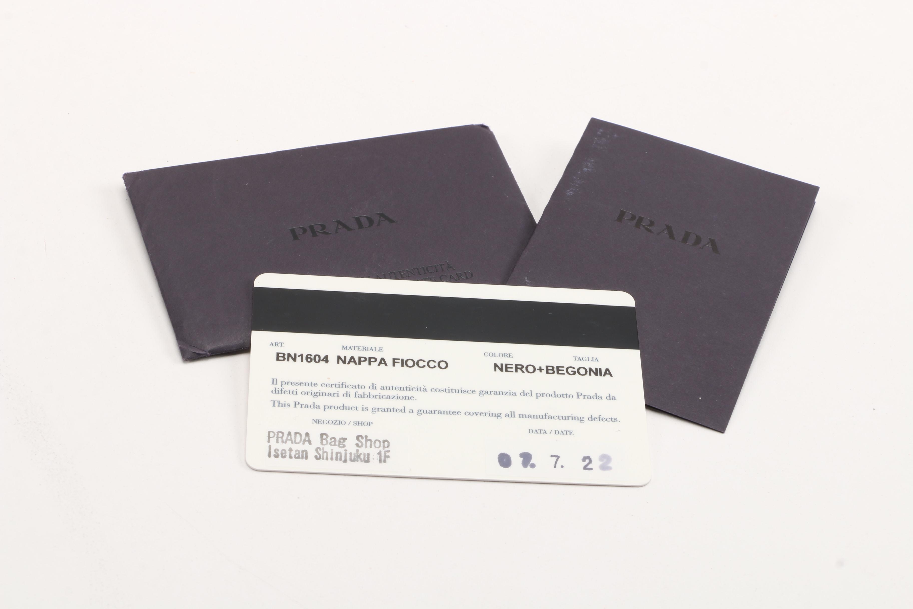 Prada Lambskin Leather Begonia Bow Handbag in Black with Pink Bow