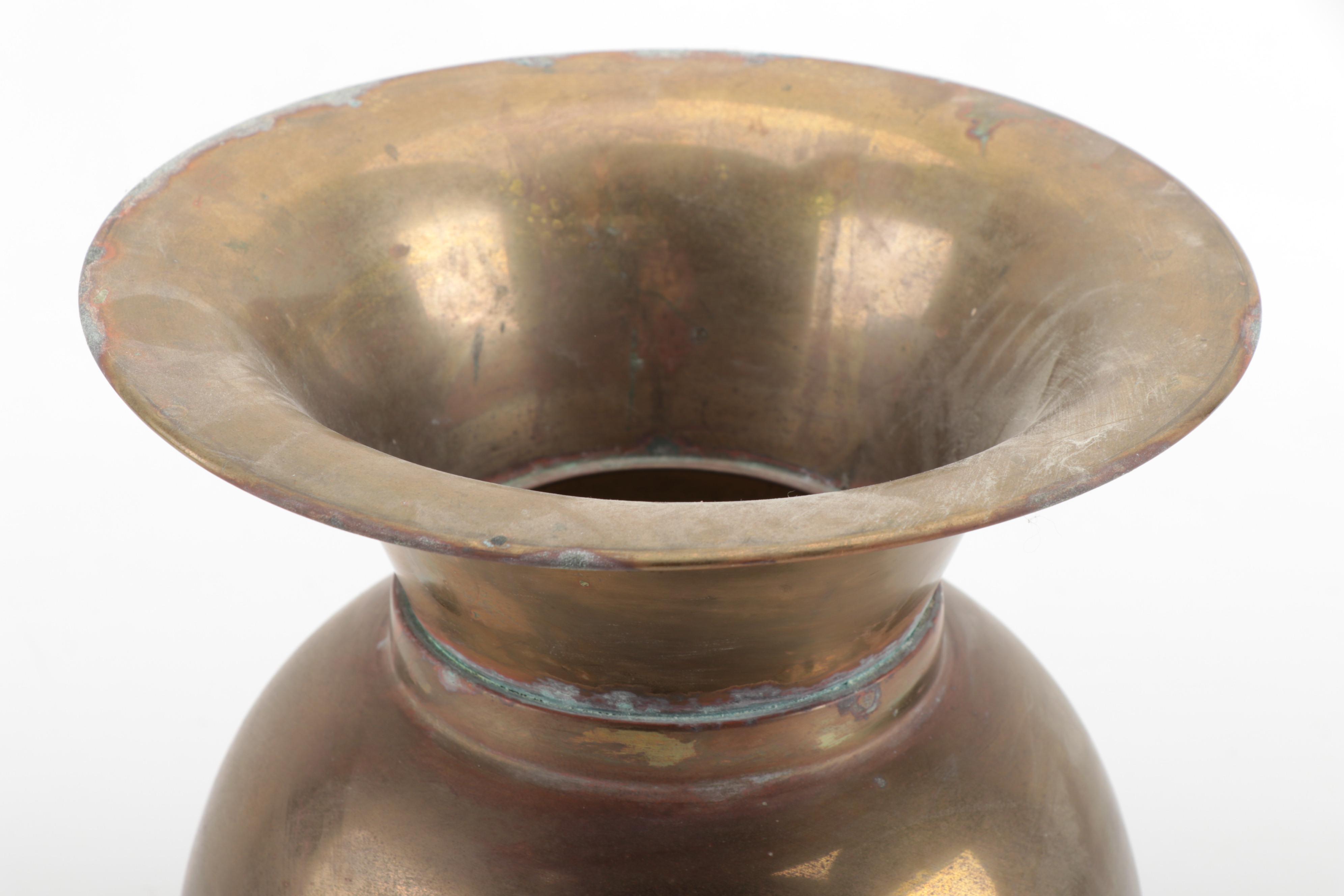 Redskin Brand Chewing Tobacco Brass Spittoon, Vintage