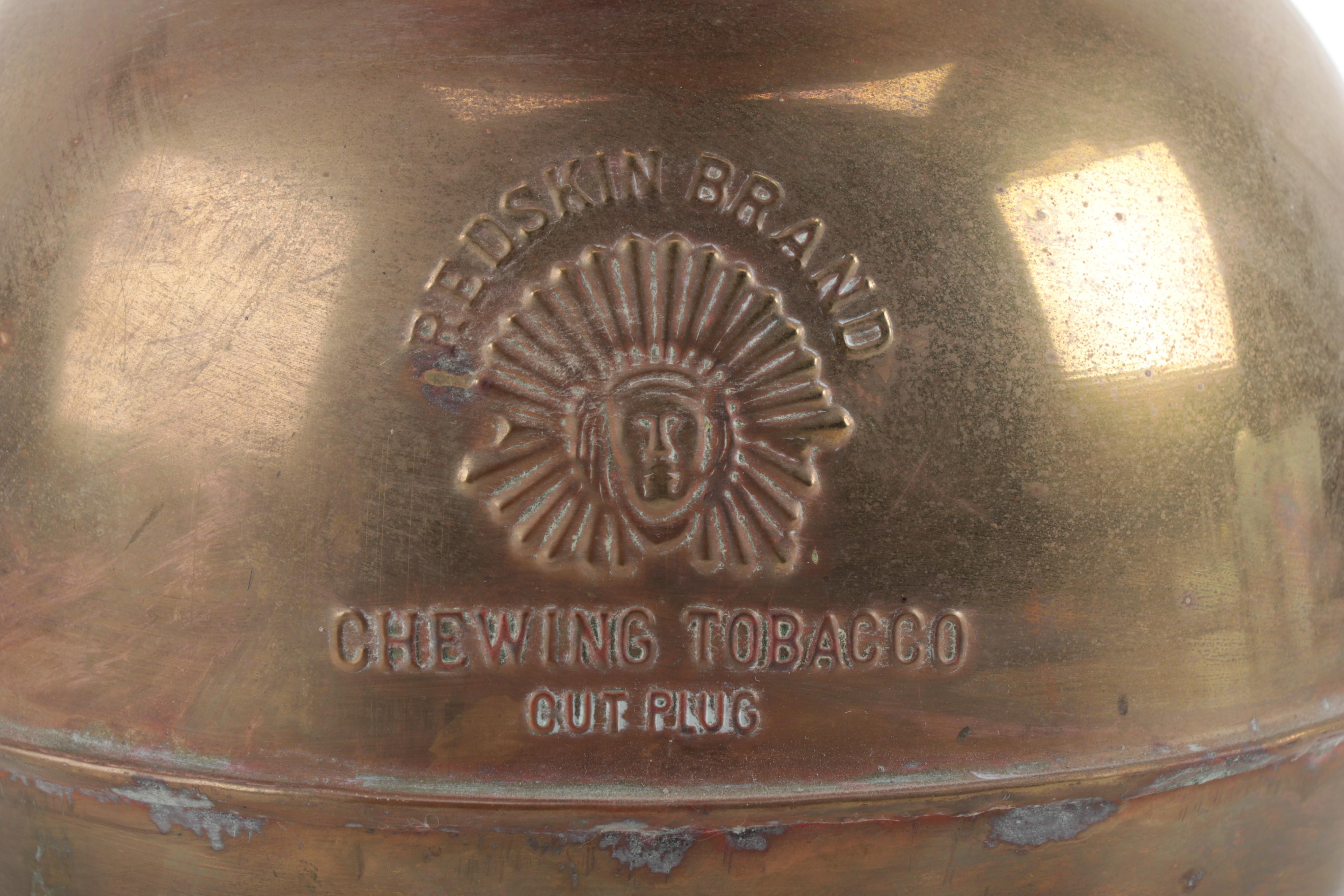 Redskin Brand Chewing Tobacco Brass Spittoon, Vintage