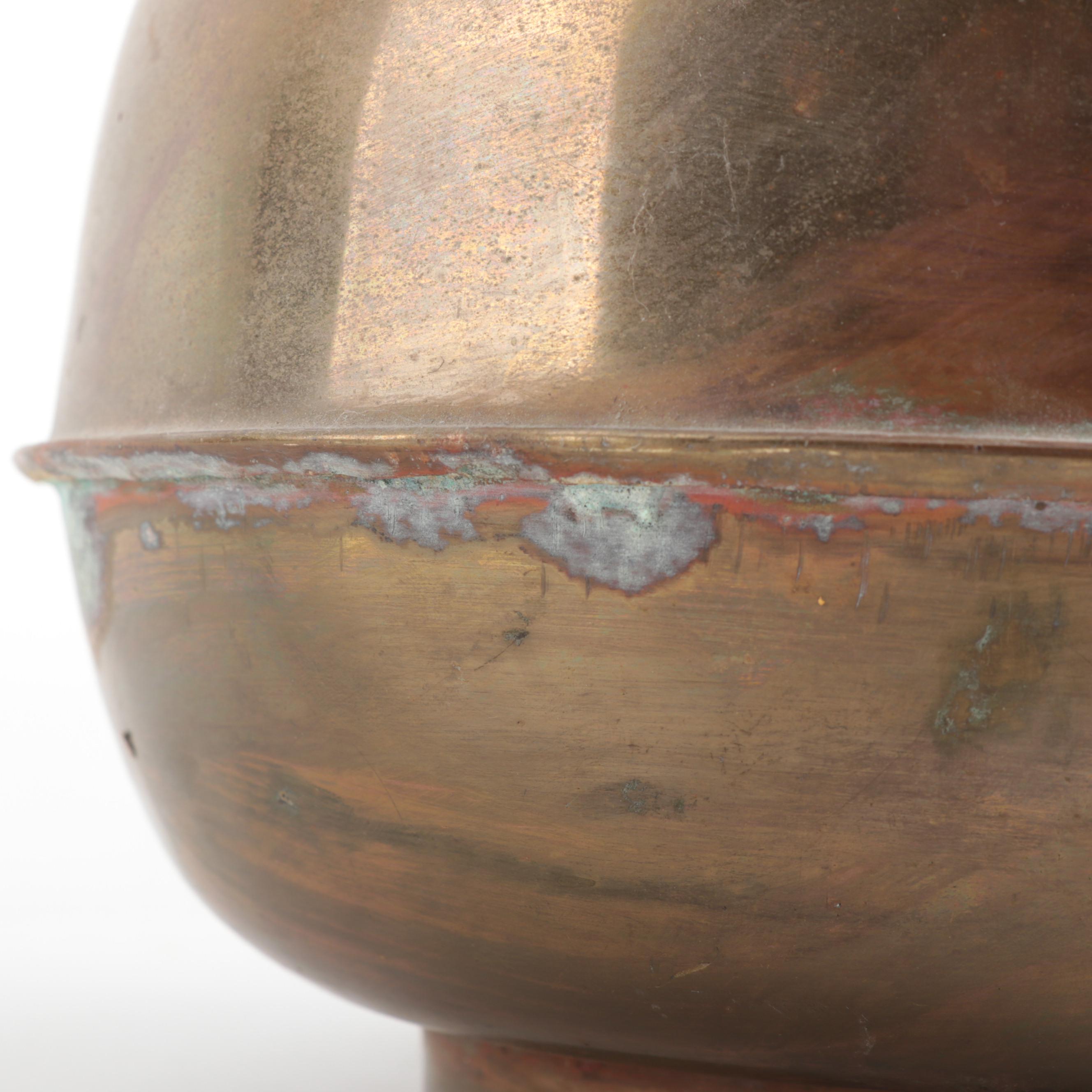 Redskin Brand Chewing Tobacco Brass Spittoon, Vintage