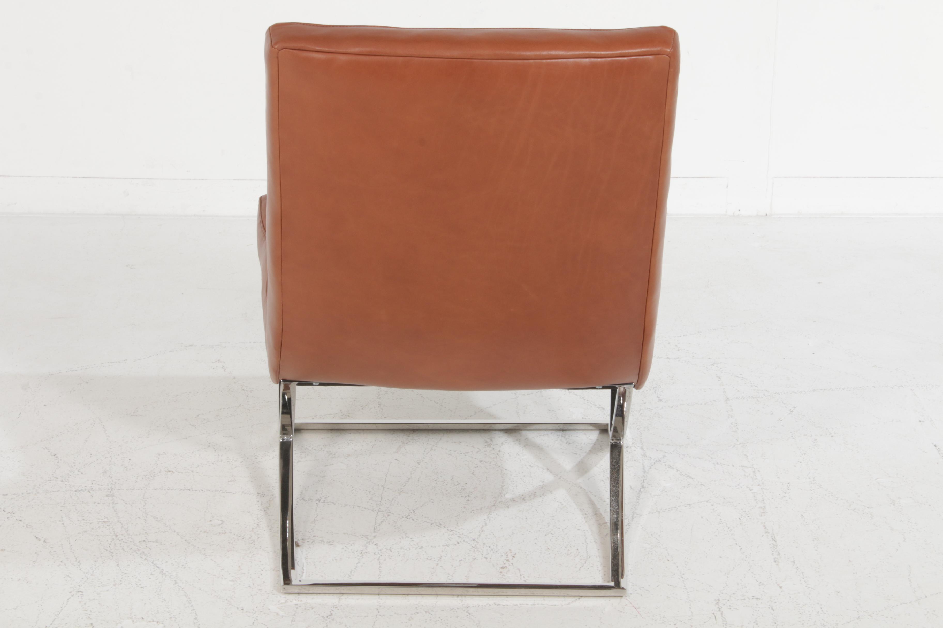 Williams-Sonoma Home "James" Lounge Chair in "Tuscan Leather, Bourbon"