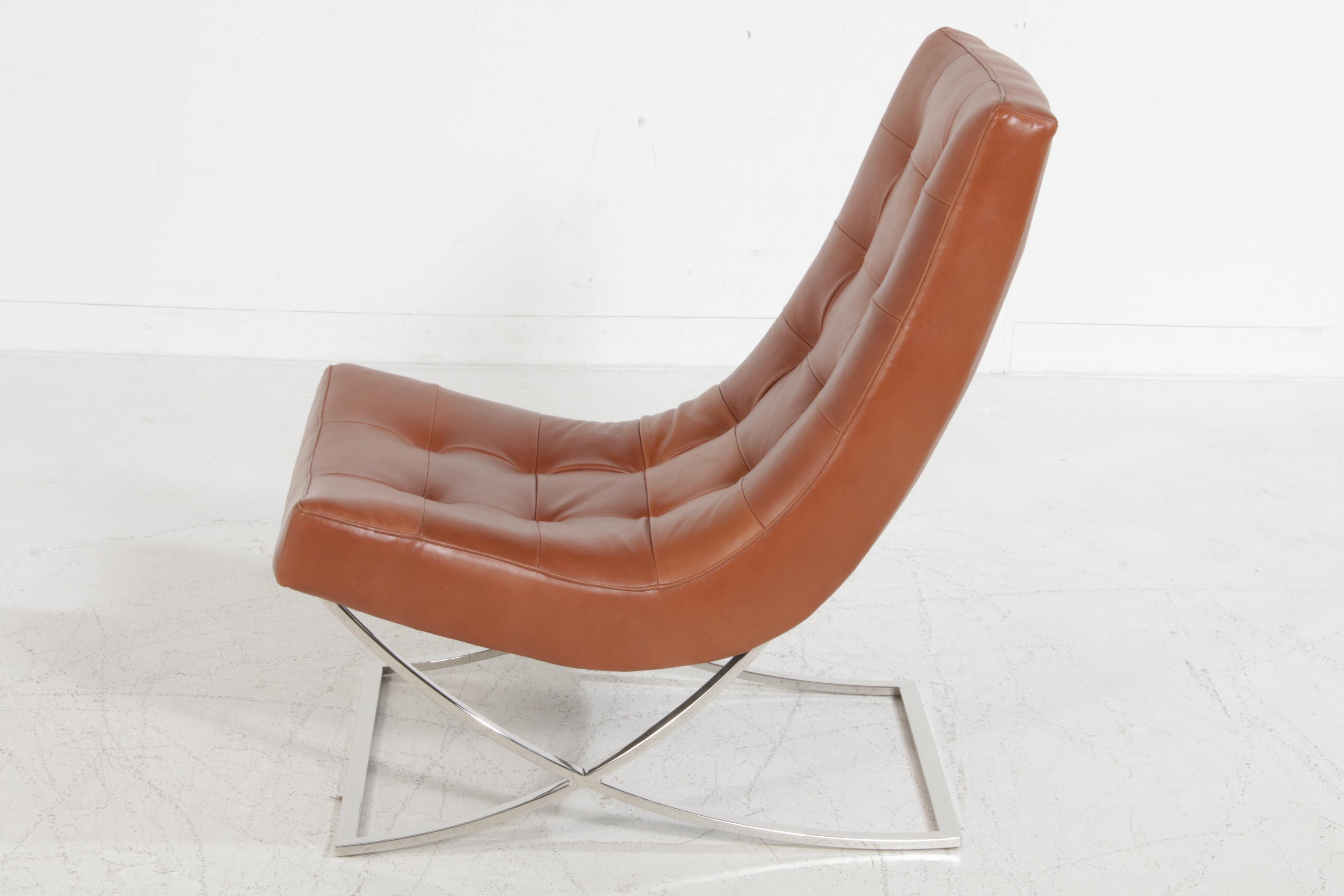 Williams-Sonoma Home "James" Lounge Chair in "Tuscan Leather, Bourbon"