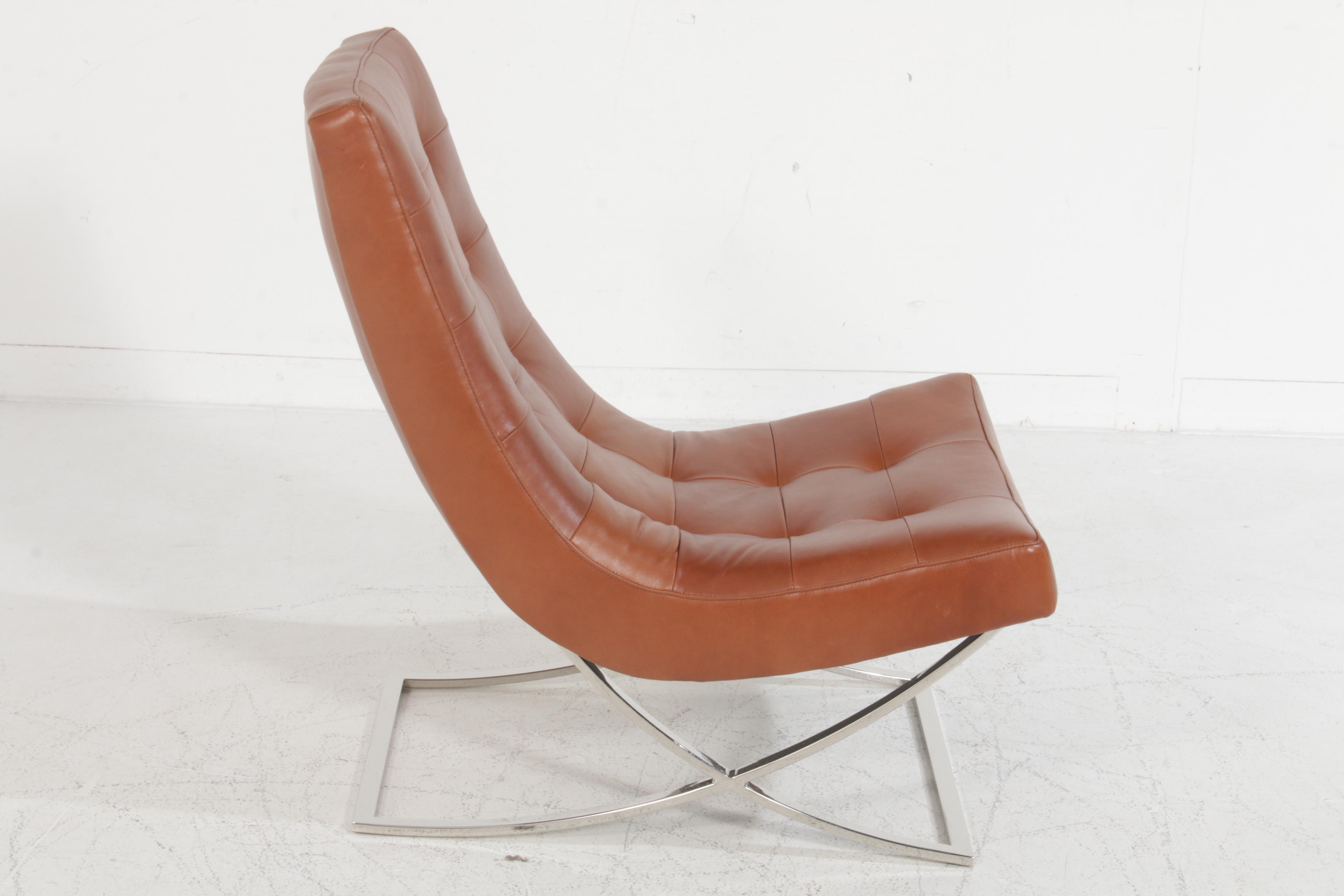 Williams-Sonoma Home "James" Lounge Chair in "Tuscan Leather, Bourbon"