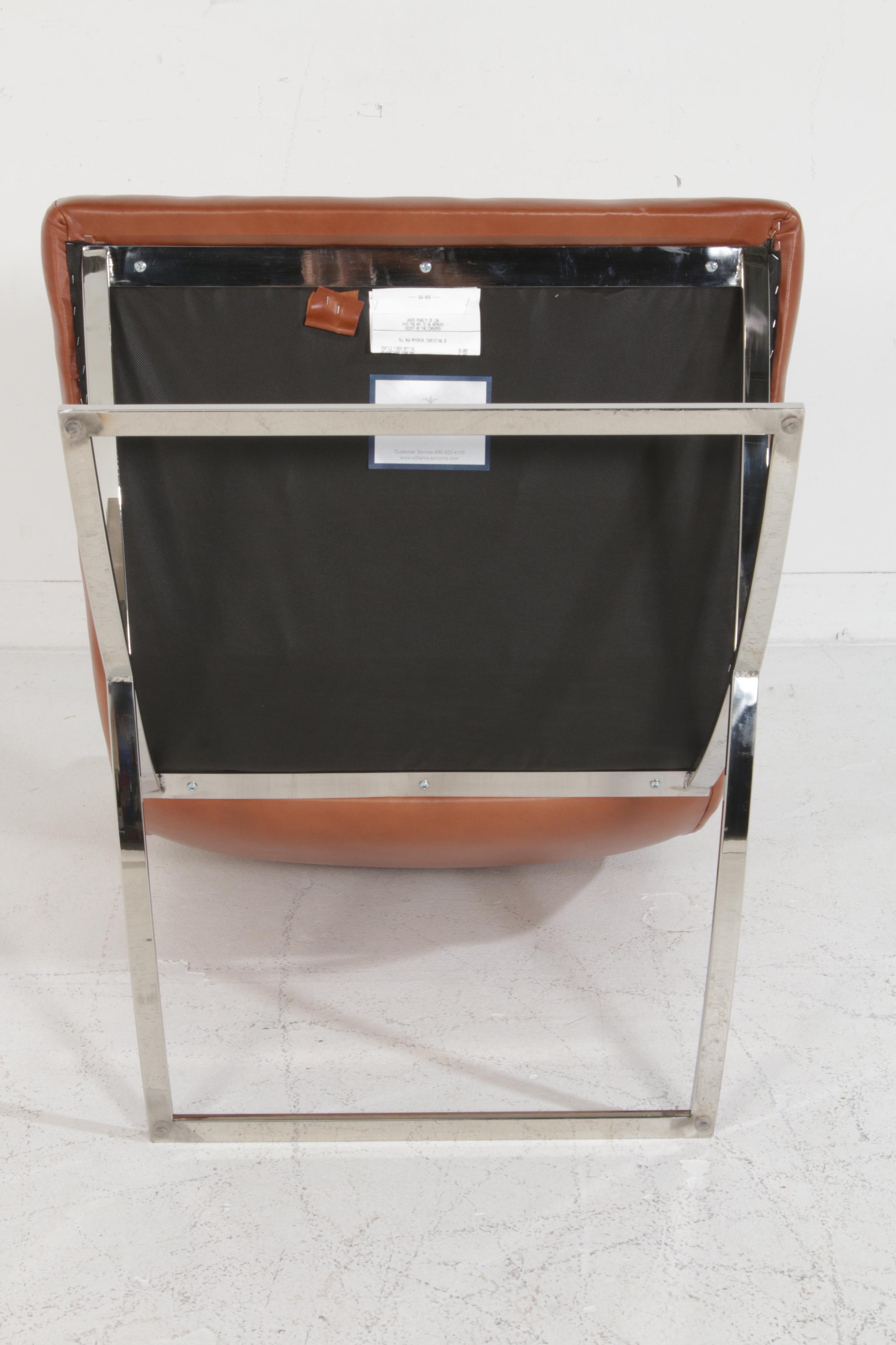 Williams-Sonoma Home "James" Lounge Chair in "Tuscan Leather, Bourbon"