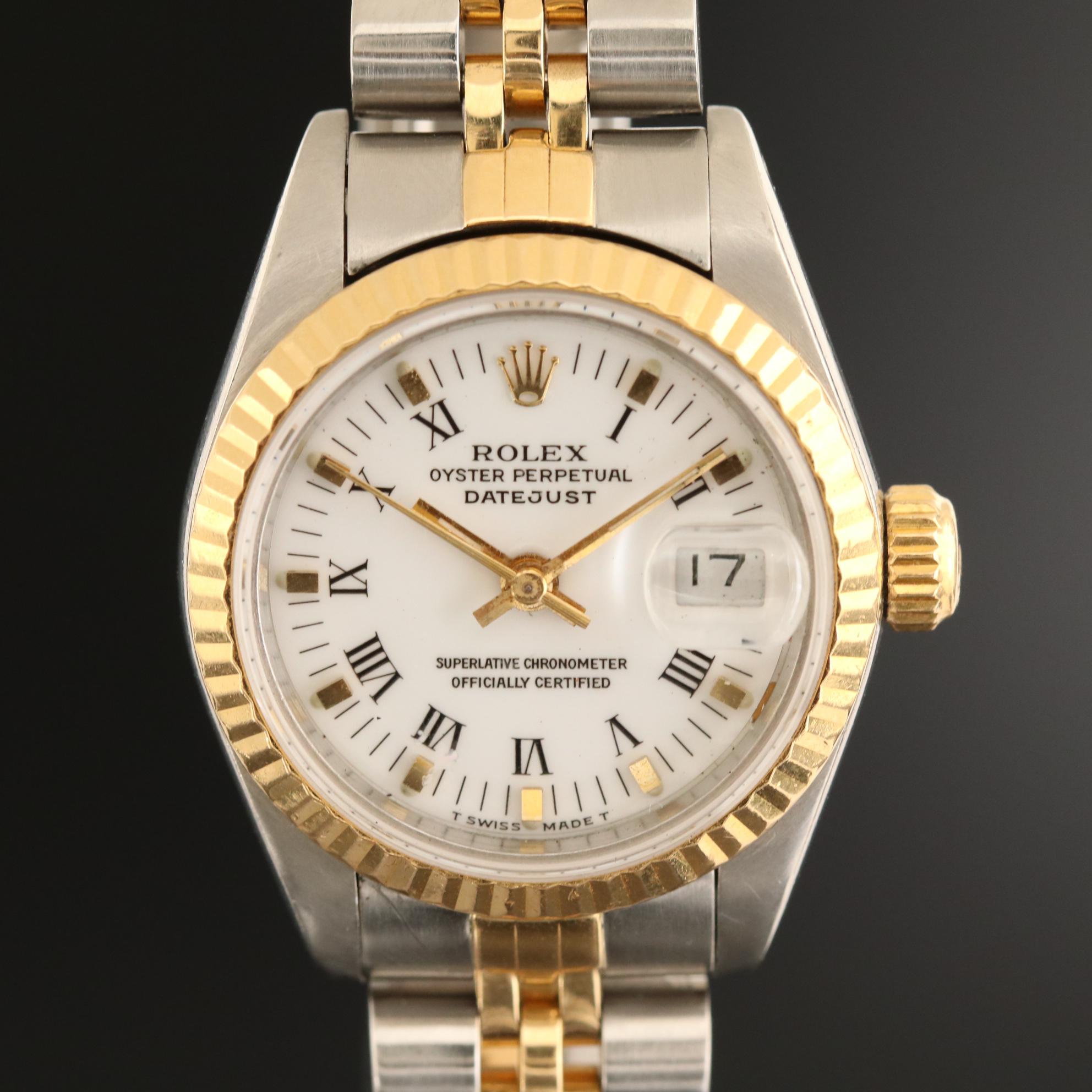 Rolex Datejust 18K Gold and Stainless Steel Automatic Watch, 1991