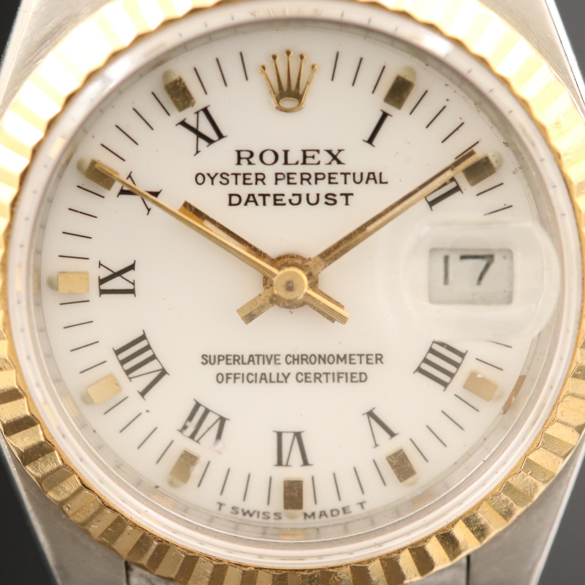 Rolex Datejust 18K Gold and Stainless Steel Automatic Watch, 1991