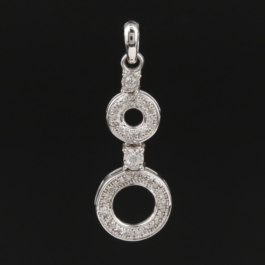 10K White Gold Diamond Circular Pendant