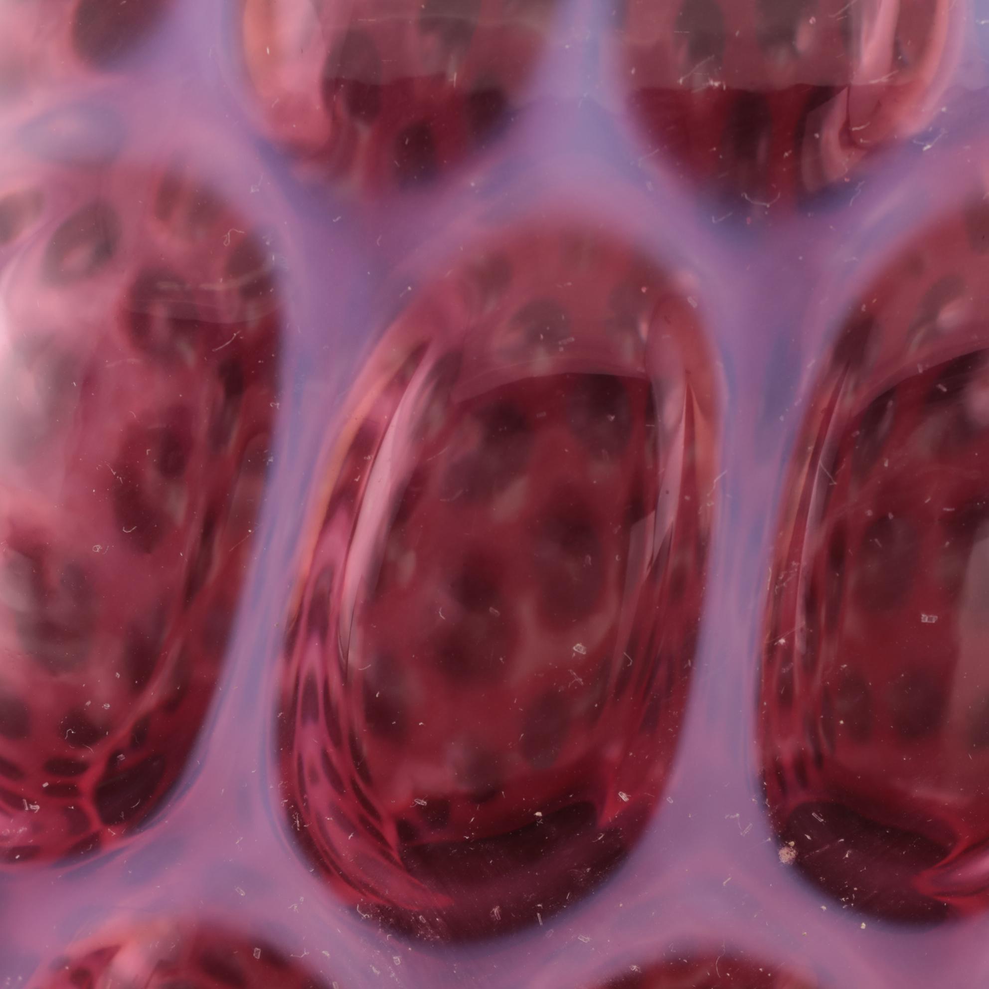 Fenton Cranberry Coin Dot Art Glass Globe Lamp Shade