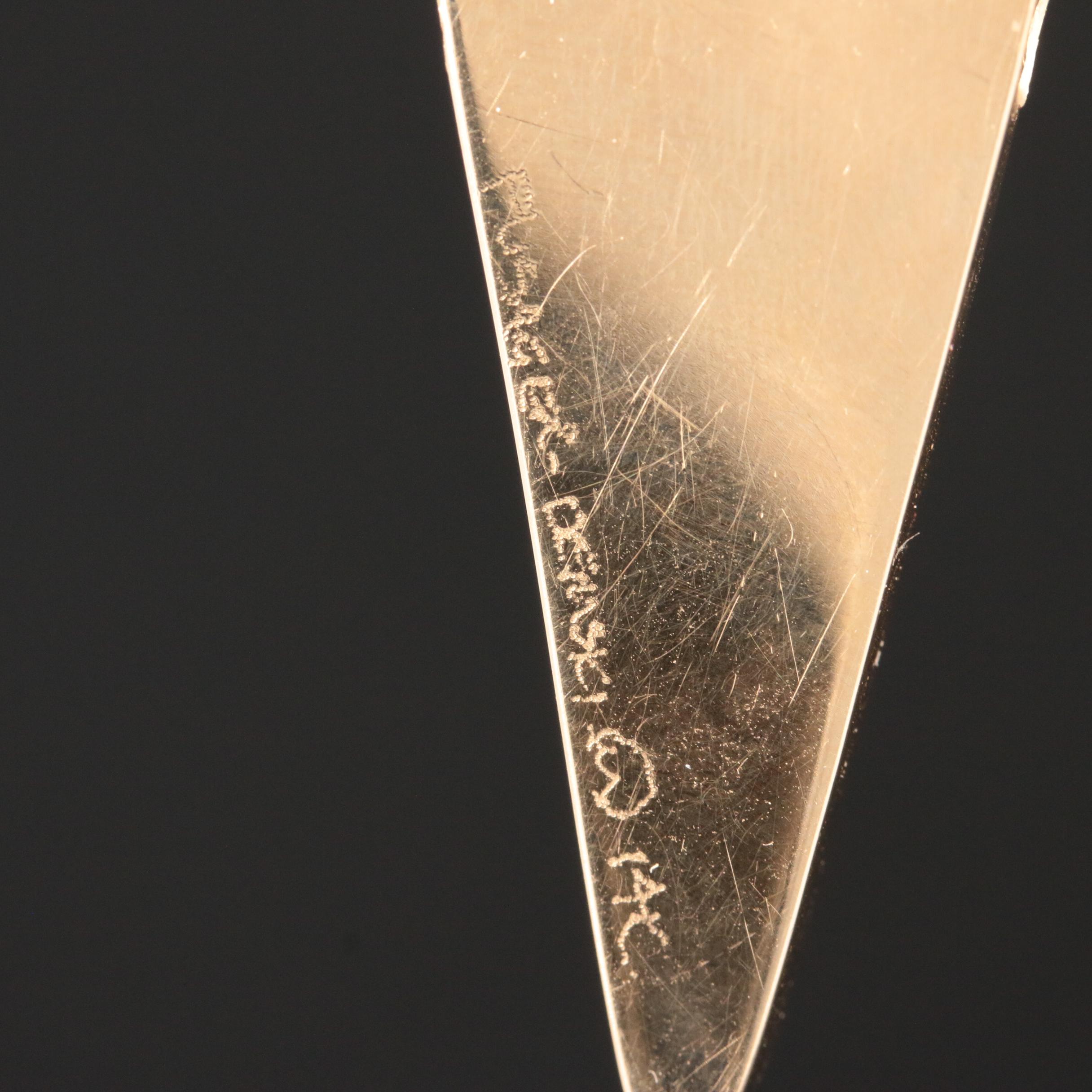 Signed Fusager - Demski 14K Yellow Gold Diamond and Vitreous Enamel Pendant