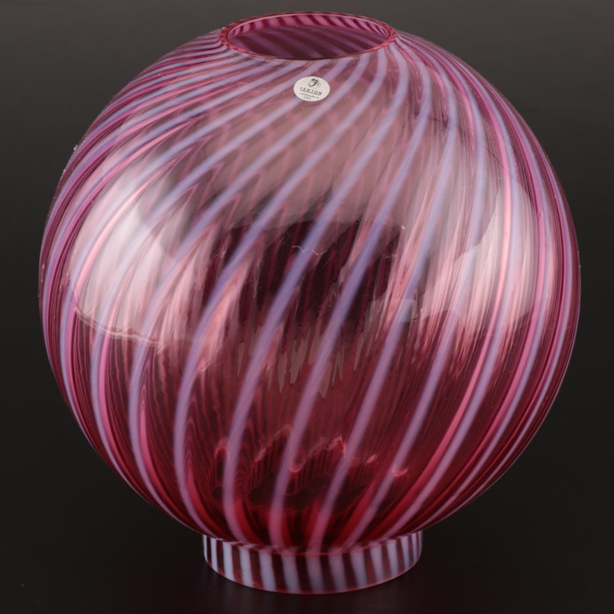Fenton Cranberry Swirl Globe Lamp Shade