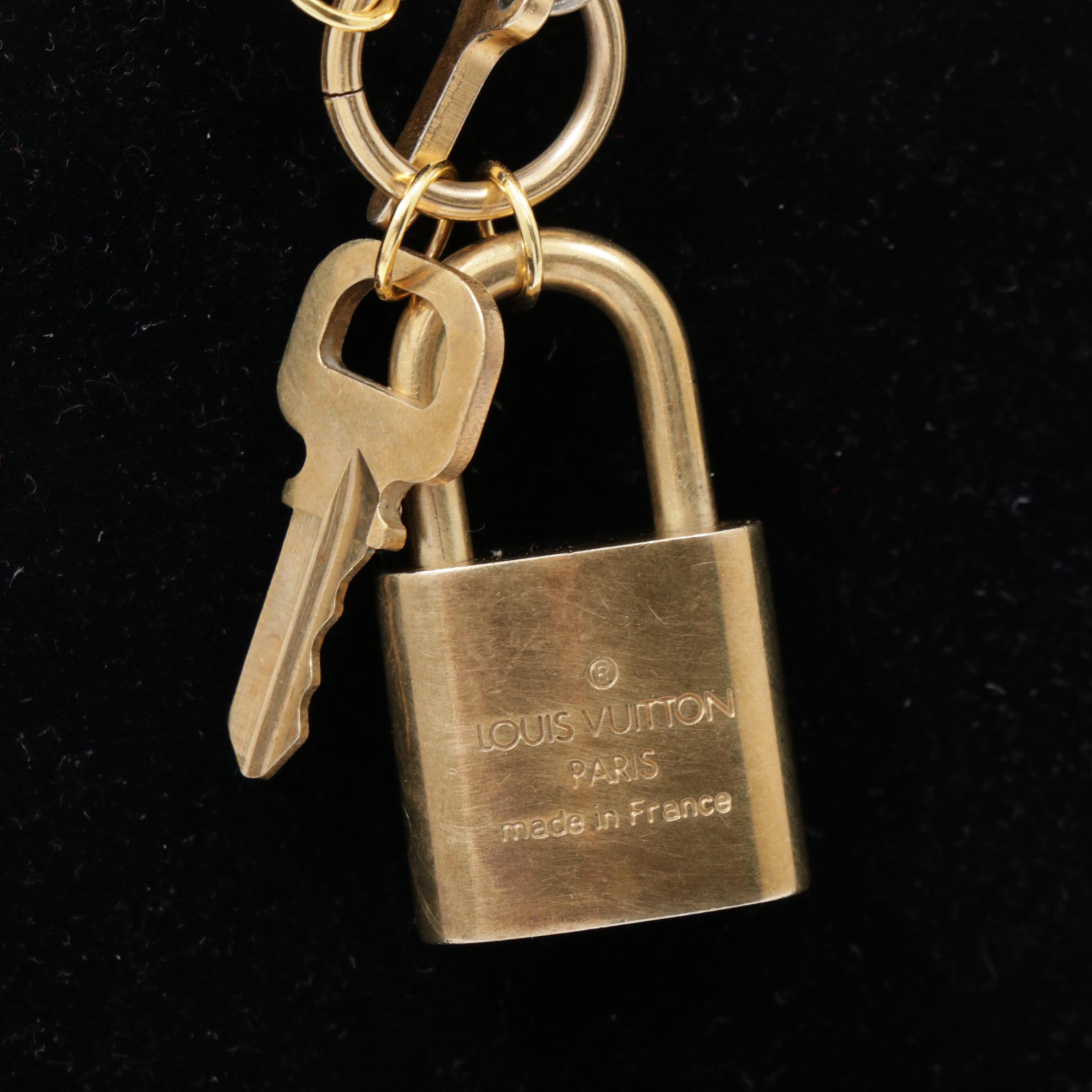 Louis Vuitton Brass Lock and Key on Chain Necklace