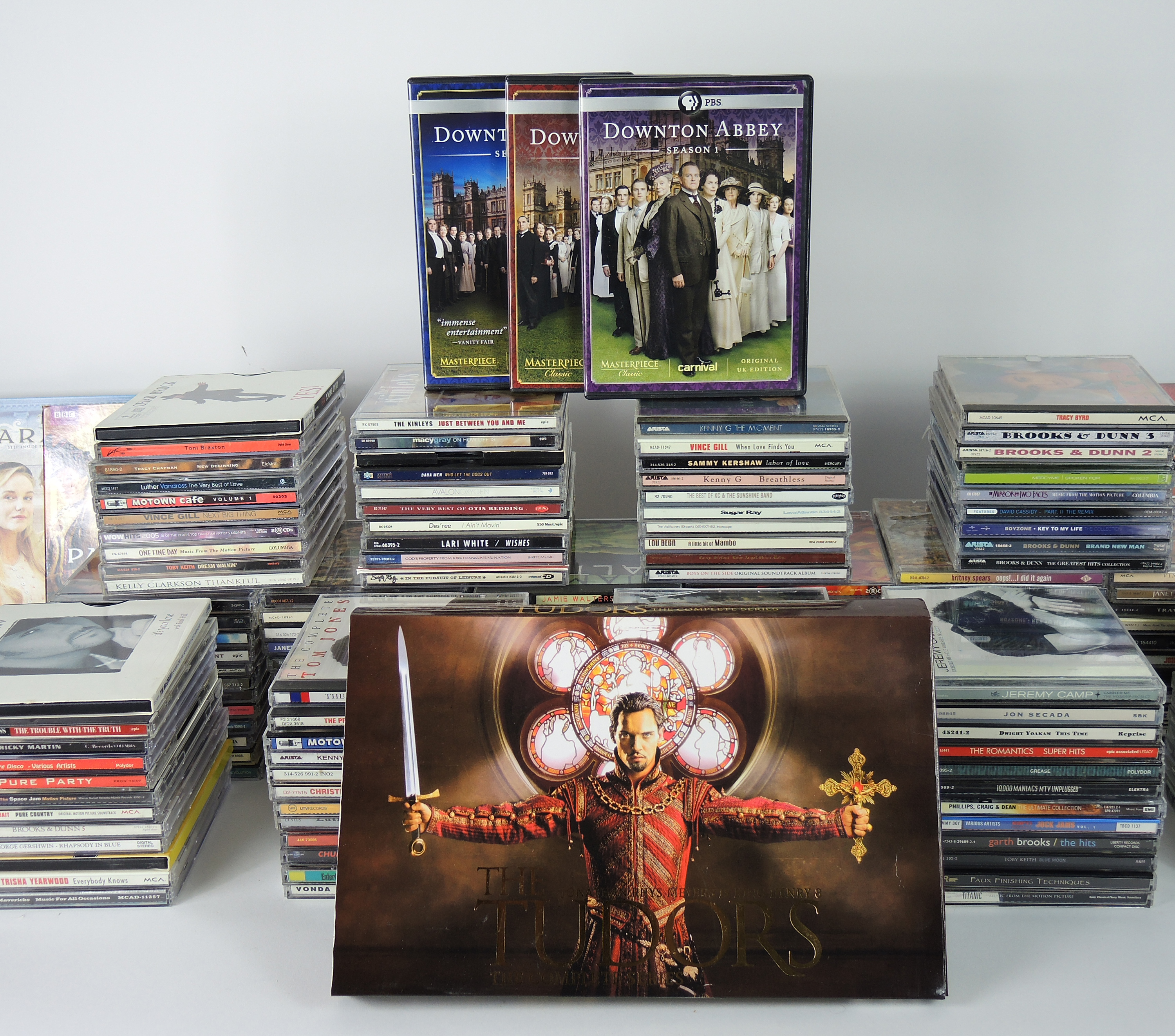 Music CDs, "Downton Abbey" Season 1-3, "Scandal" and other TV Series DVDs